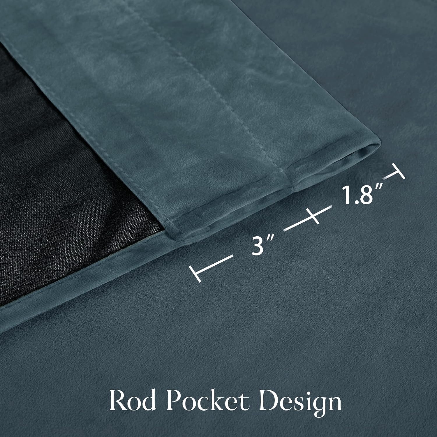 image:imageNICETOWN Black Velvet Blackout Curtains 96 inch Long 2 PanelsBlue Series Slate Blue