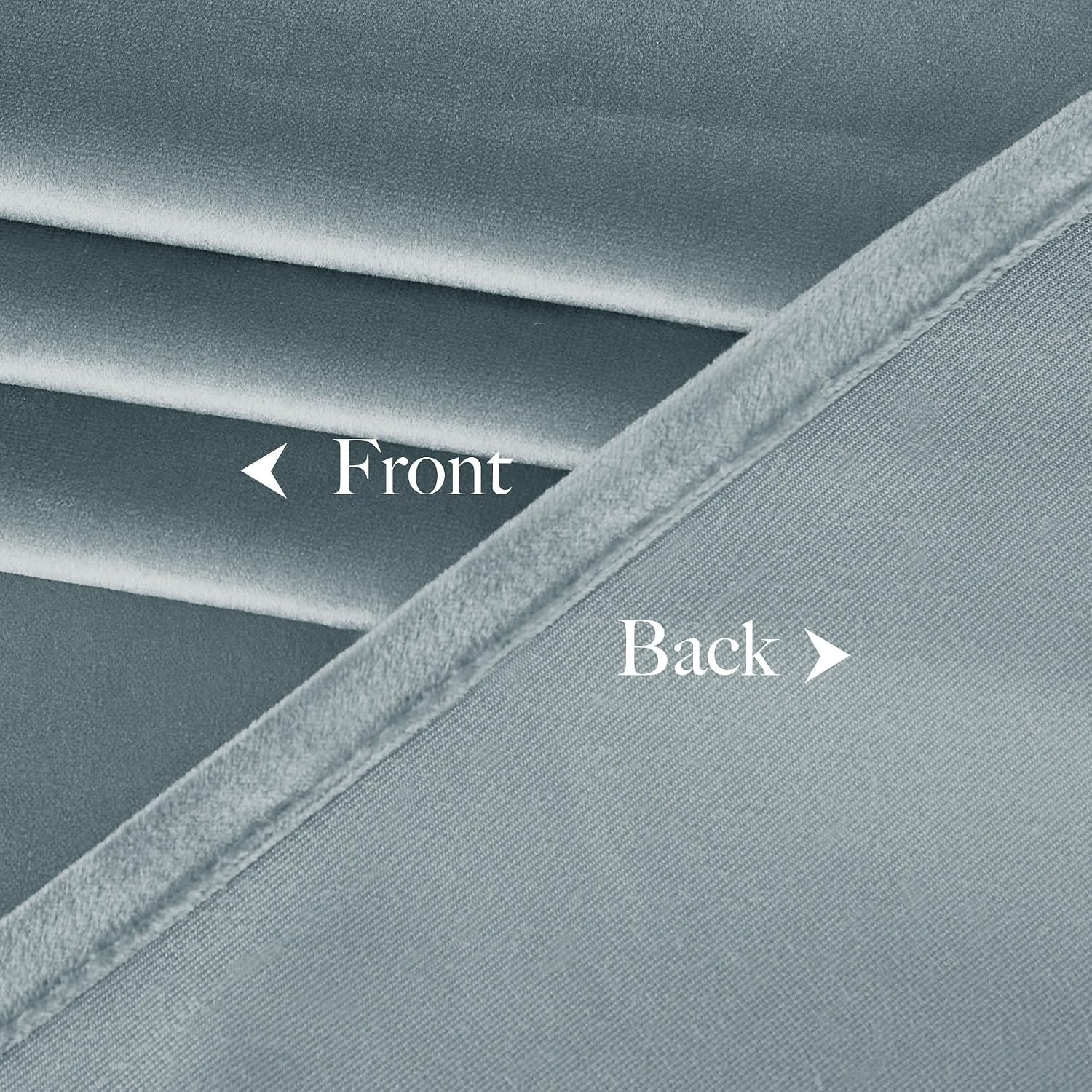 image:imageNICETOWN Black Velvet Blackout Curtains 96 inch Long 2 PanelsBlue Series Stone Blue