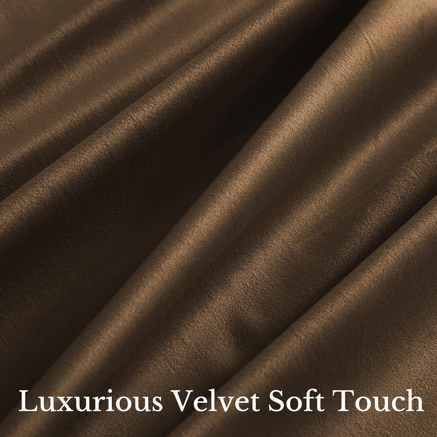 image:imageNICETOWN Black Velvet Blackout Curtains 96 inch Long 2 PanelsBrown Series Brown