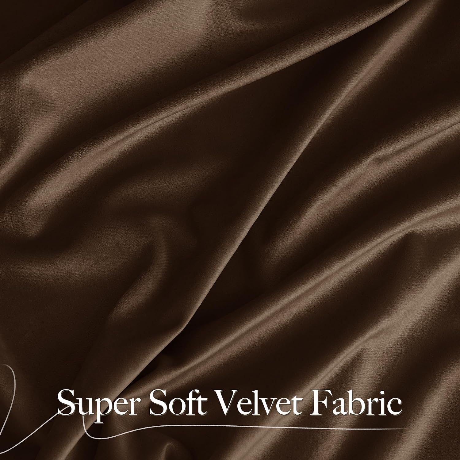 image:imageNICETOWN Black Velvet Blackout Curtains 96 inch Long 2 PanelsBrown Series Brown