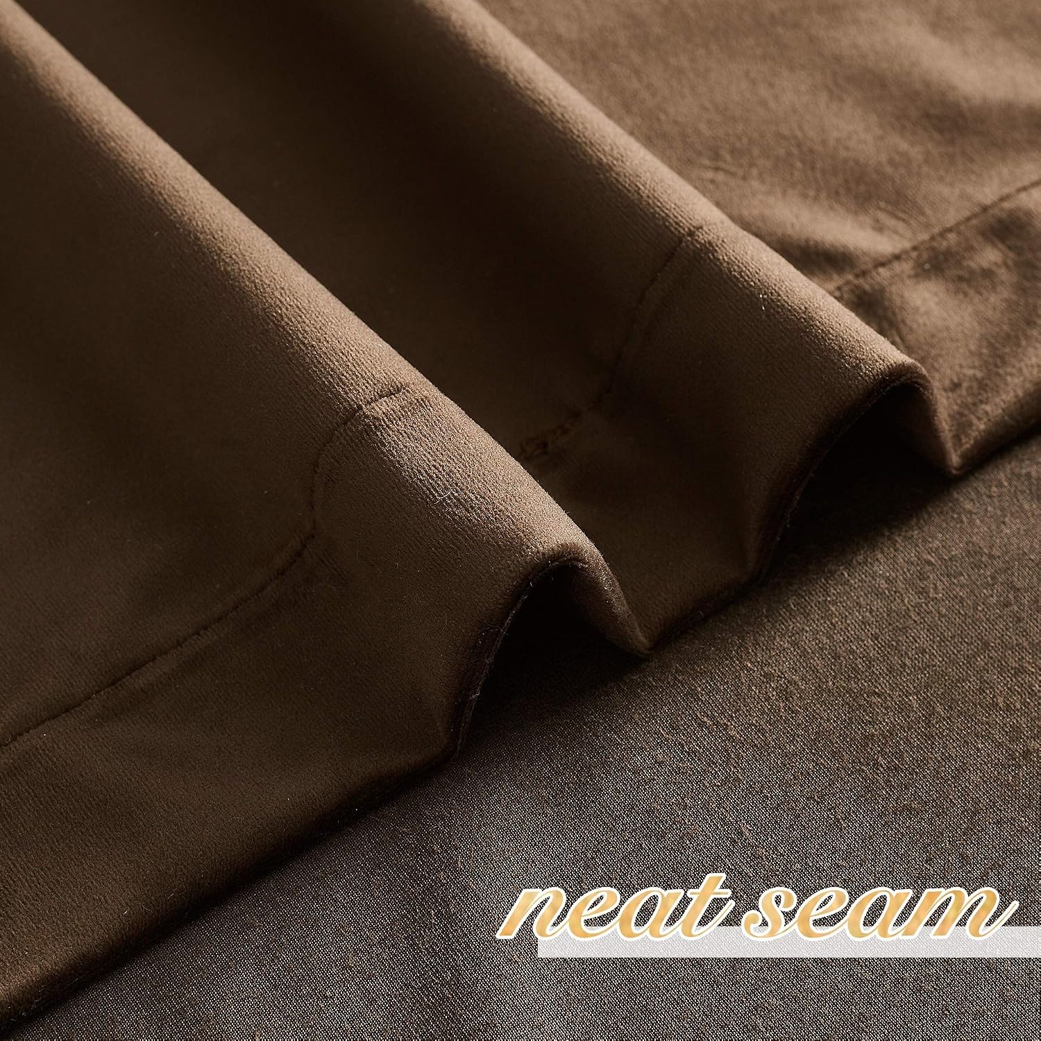 image:imageNICETOWN Black Velvet Blackout Curtains 96 inch Long 2 PanelsBrown Series Brown