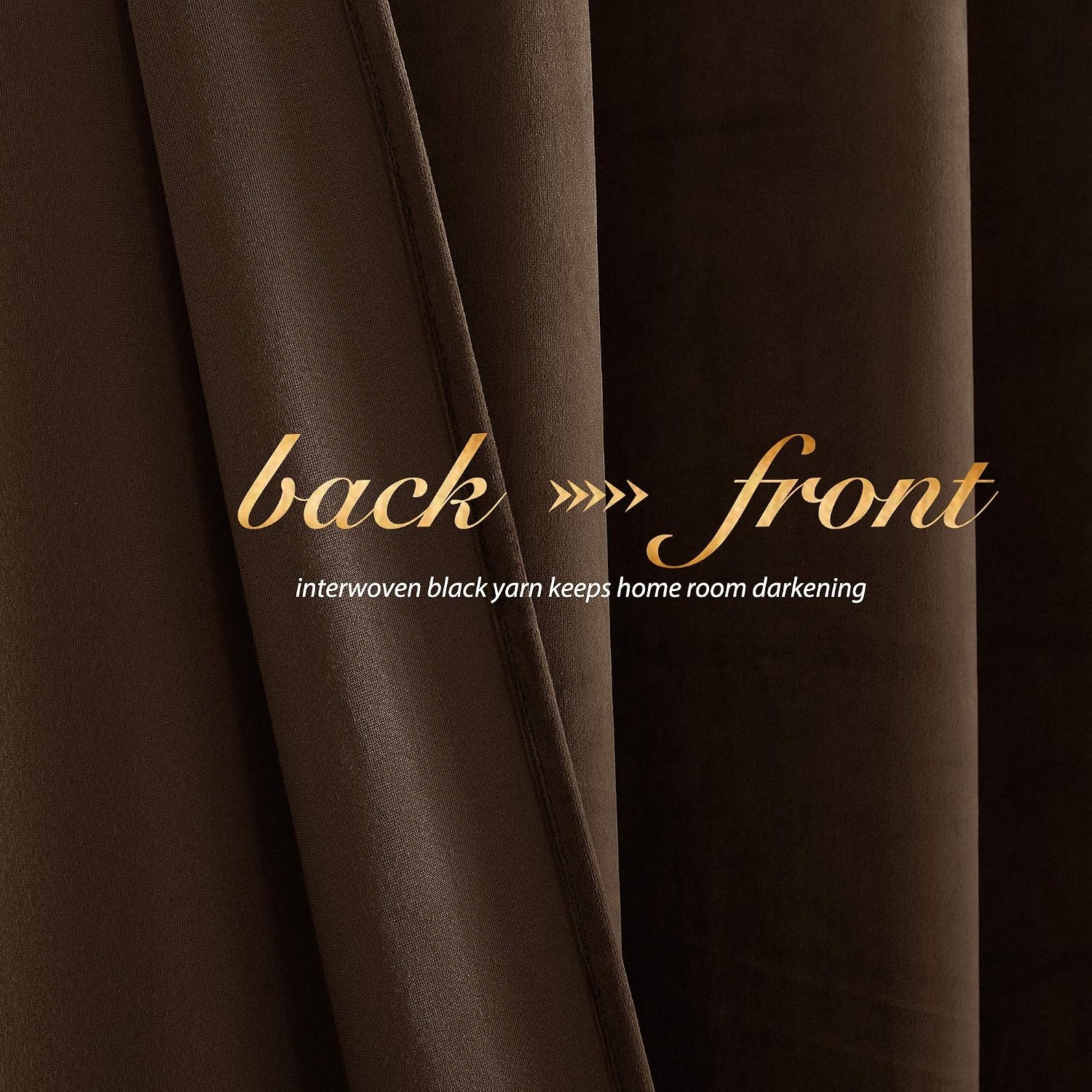 image:imageNICETOWN Black Velvet Blackout Curtains 96 inch Long 2 PanelsBrown Series Brown