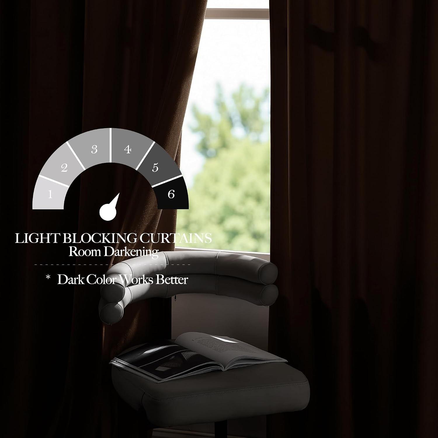 image:imageNICETOWN Black Velvet Blackout Curtains 96 inch Long 2 PanelsBrown Series Brown
