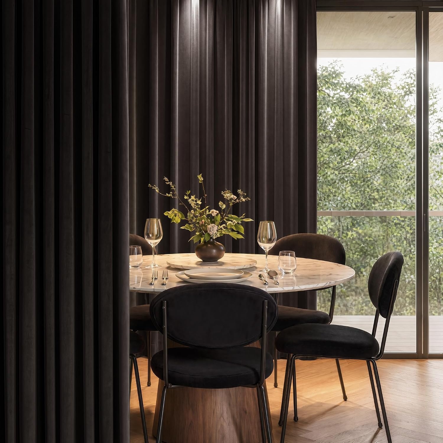 image:imageNICETOWN Black Velvet Blackout Curtains 96 inch Long 2 PanelsBrown Series Brown