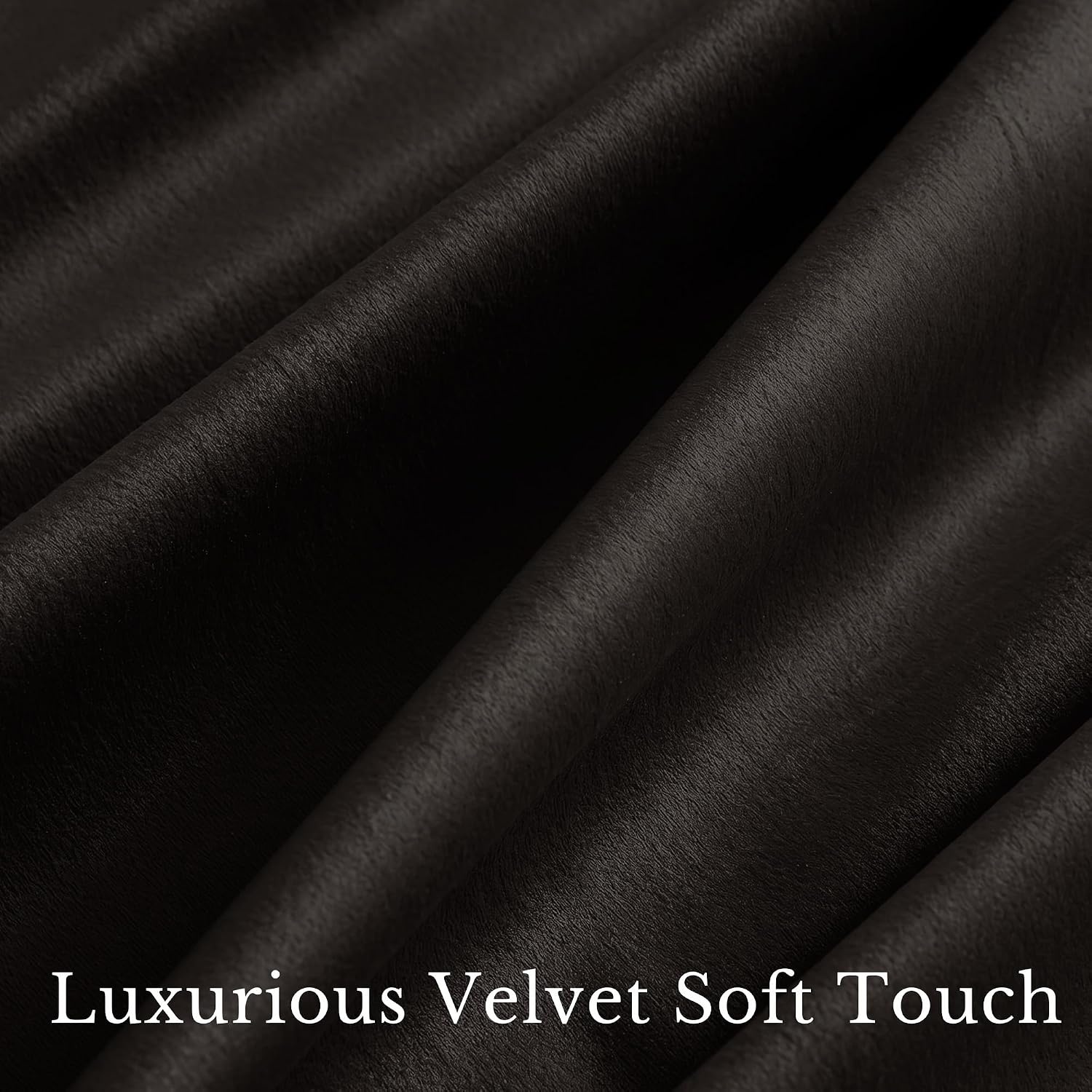 image:imageNICETOWN Black Velvet Blackout Curtains 96 inch Long 2 PanelsBrown Series Brown