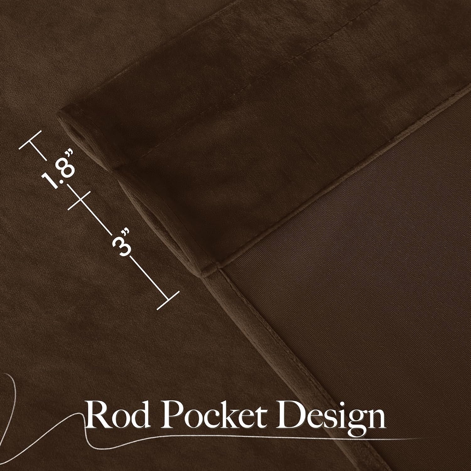 image:imageNICETOWN Black Velvet Blackout Curtains 96 inch Long 2 PanelsBrown Series Brown
