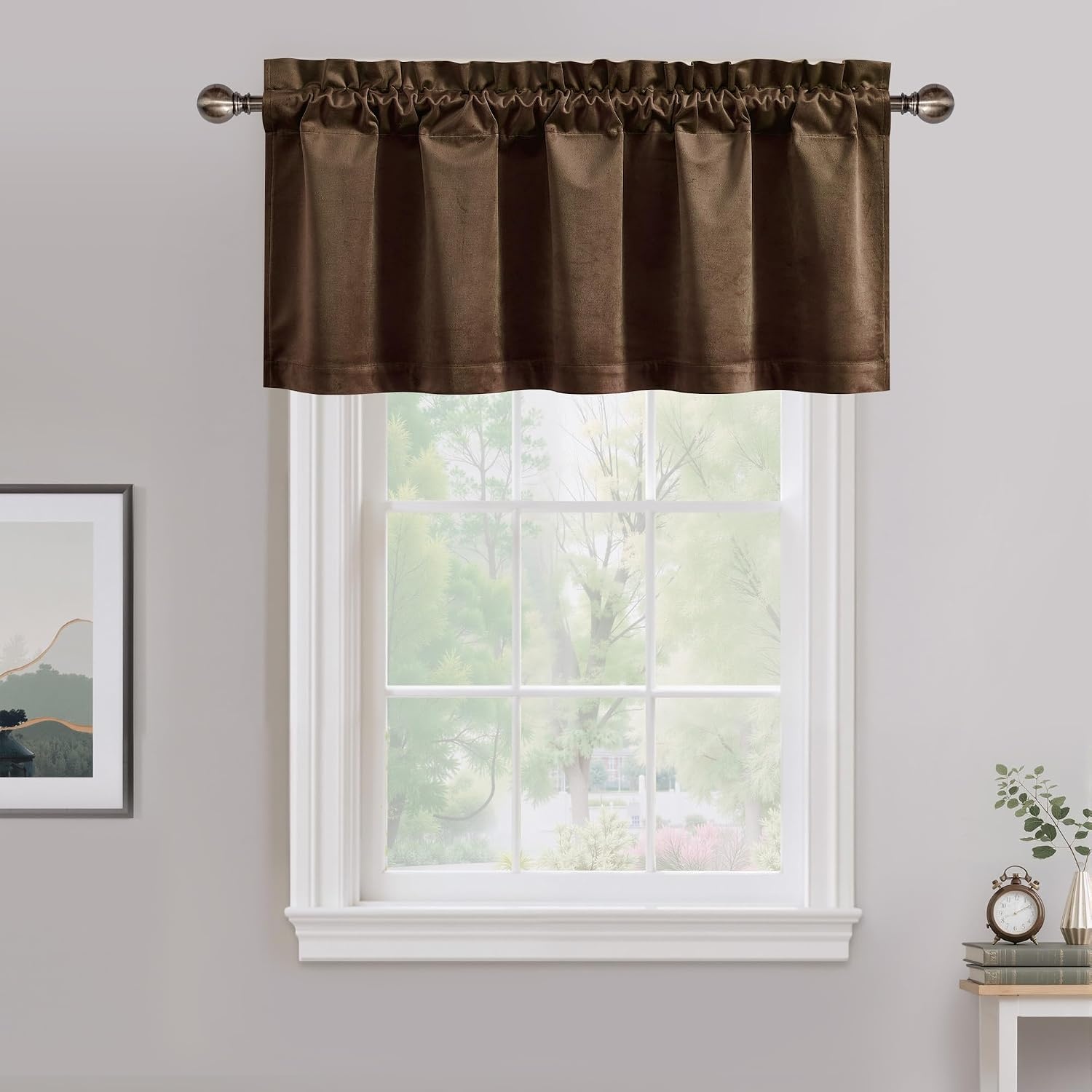image:imageNICETOWN Black Velvet Blackout Curtains 96 inch Long 2 PanelsBrown Series Brown