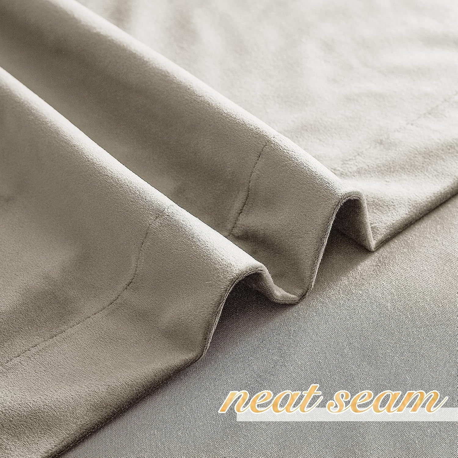 image:imageNICETOWN Black Velvet Blackout Curtains 96 inch Long 2 PanelsBrown Series Camel