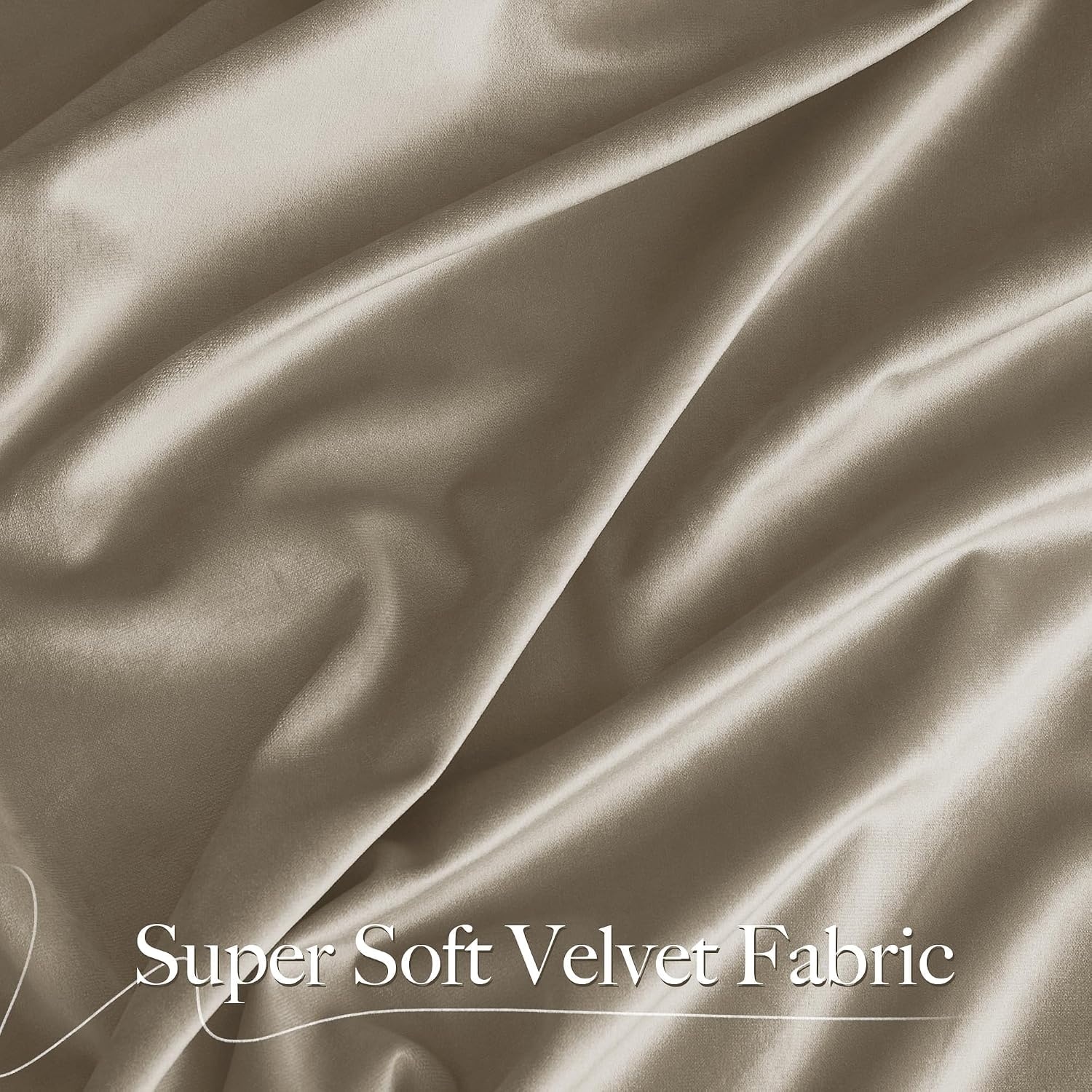 image:imageNICETOWN Black Velvet Blackout Curtains 96 inch Long 2 PanelsBrown Series Camel