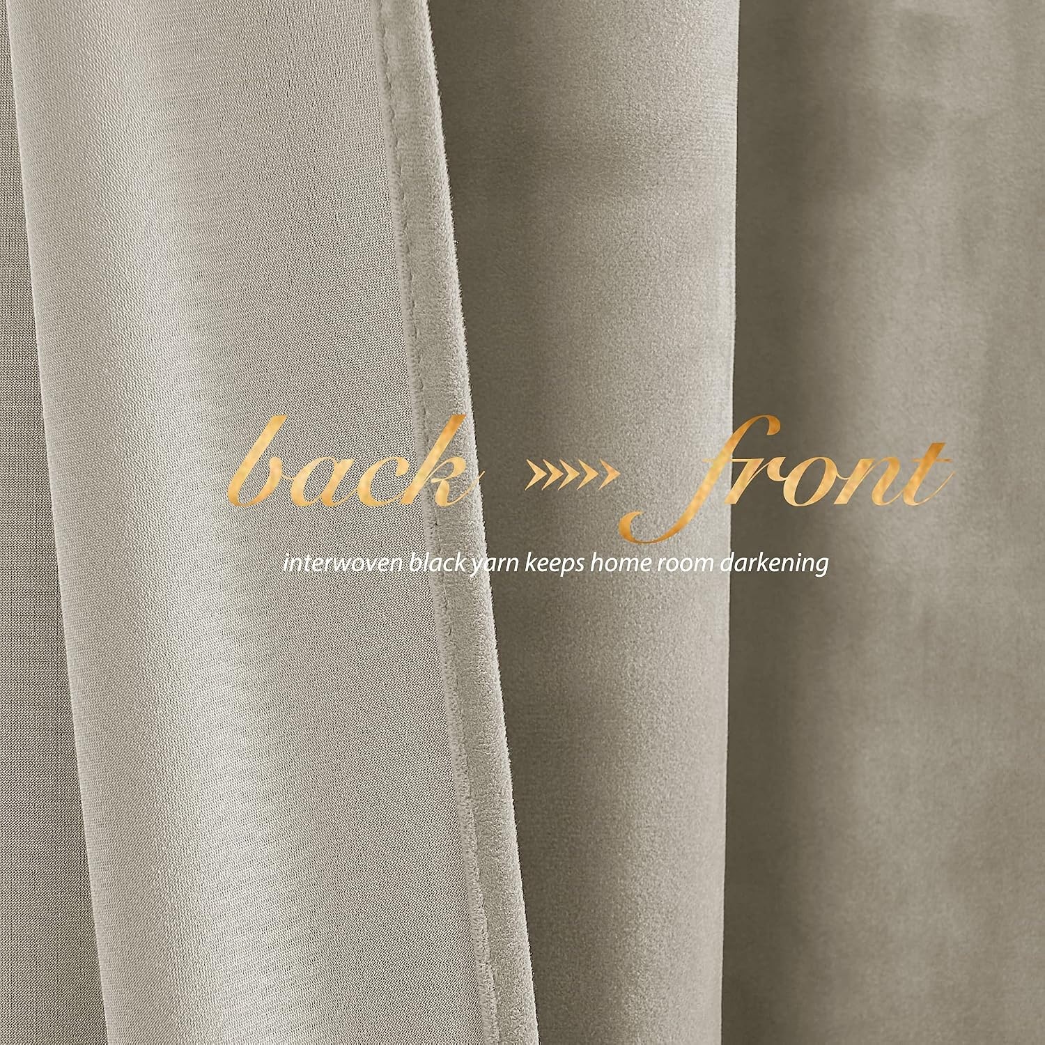 image:imageNICETOWN Black Velvet Blackout Curtains 96 inch Long 2 PanelsBrown Series Camel