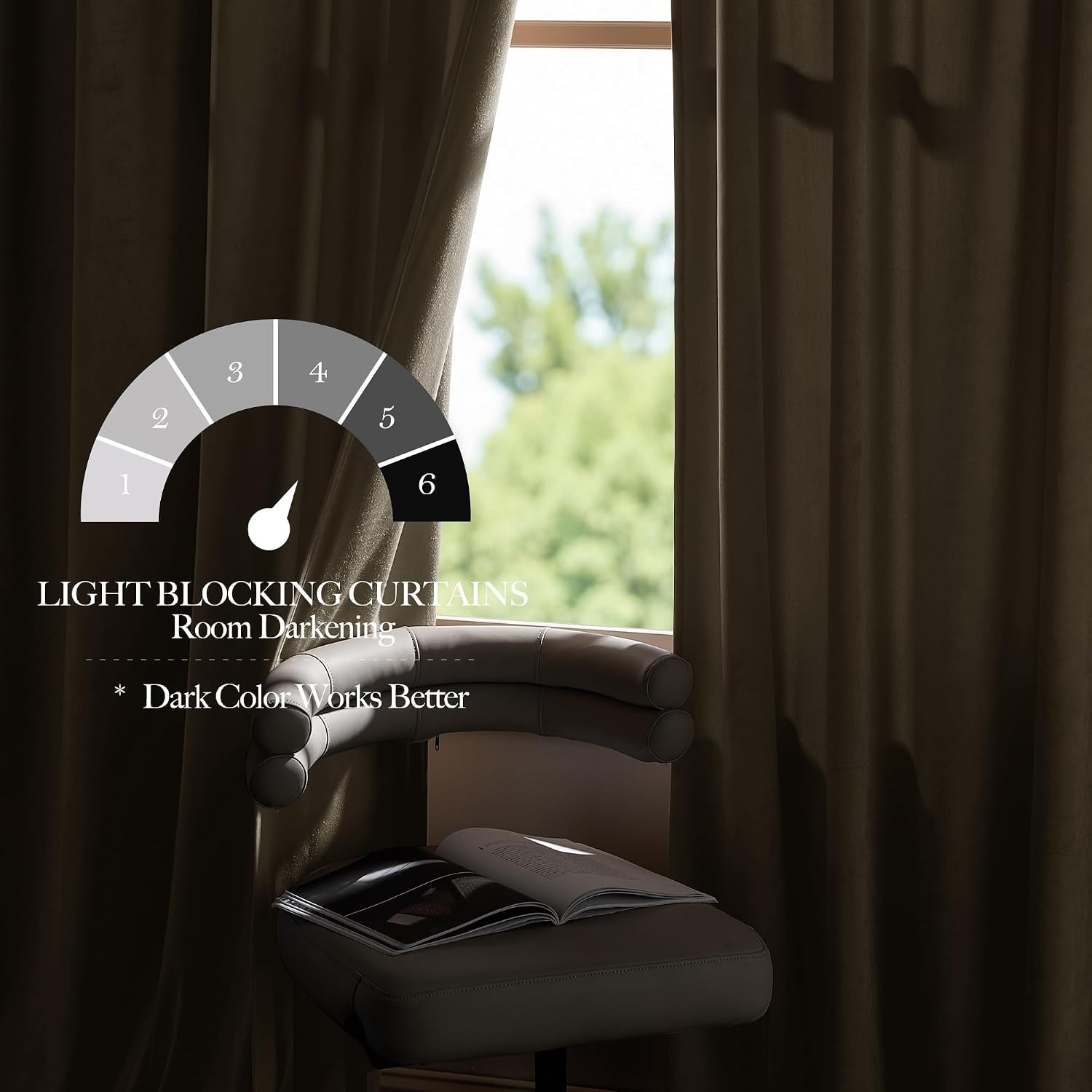 image:imageNICETOWN Black Velvet Blackout Curtains 96 inch Long 2 PanelsBrown Series Camel