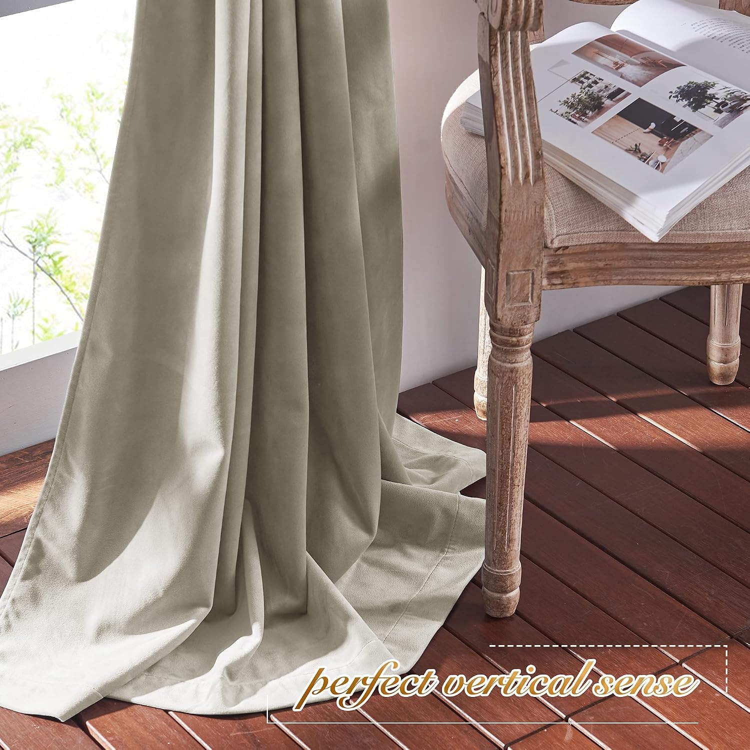 image:imageNICETOWN Black Velvet Blackout Curtains 96 inch Long 2 PanelsBrown Series Camel