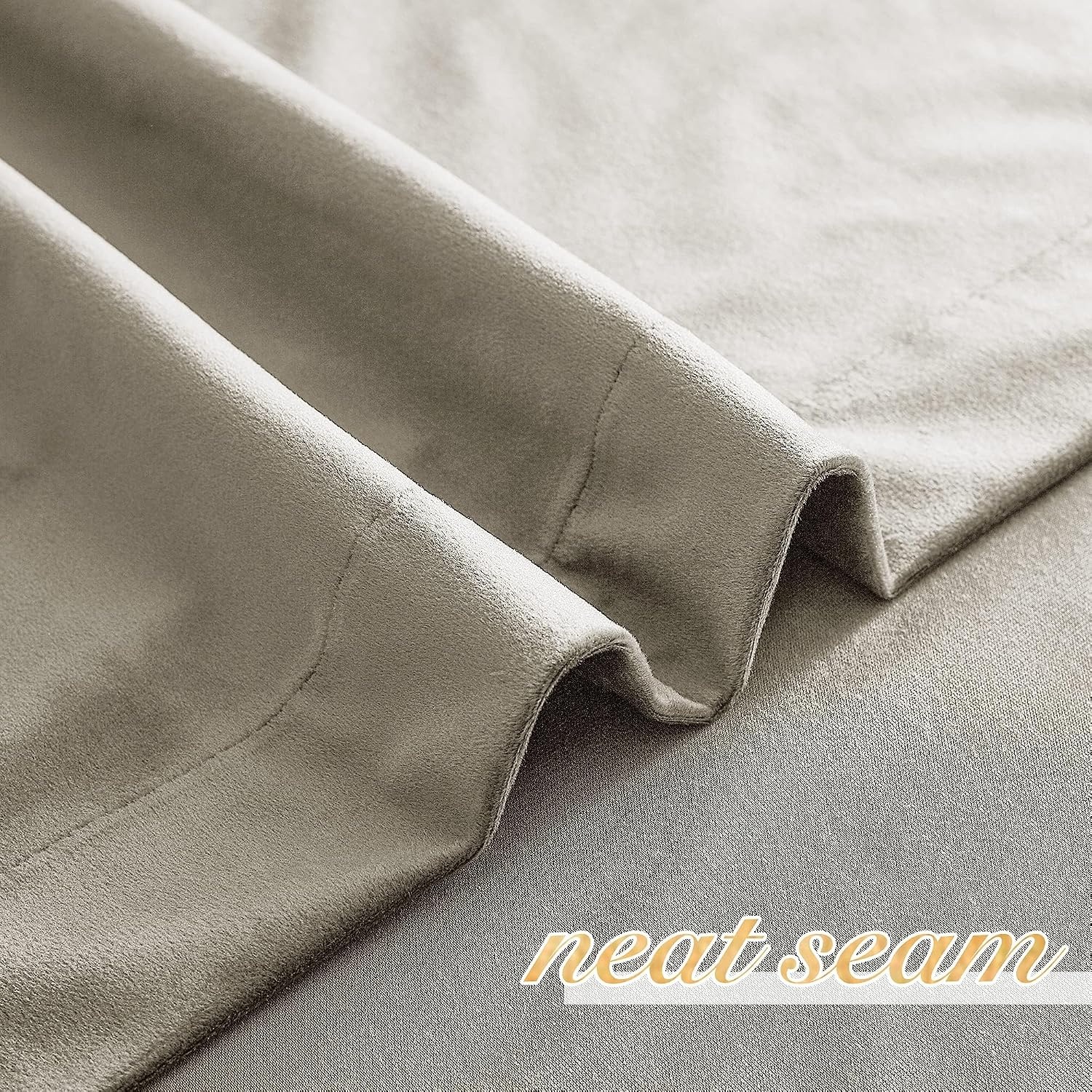 image:imageNICETOWN Black Velvet Blackout Curtains 96 inch Long 2 PanelsBrown Series Camel