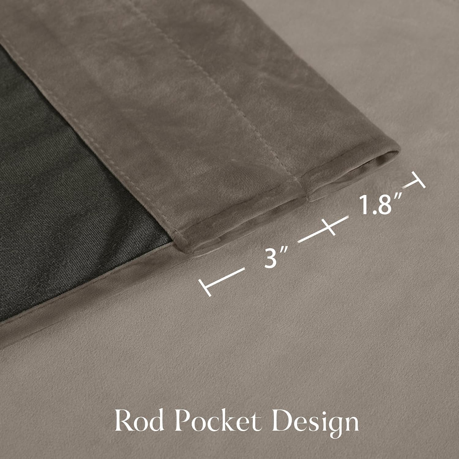 image:imageNICETOWN Black Velvet Blackout Curtains 96 inch Long 2 PanelsBrown Series Taupe