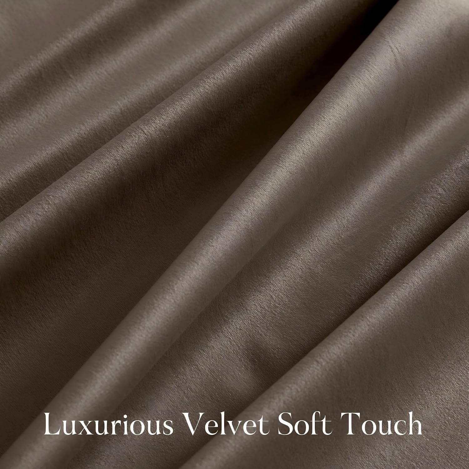 image:imageNICETOWN Black Velvet Blackout Curtains 96 inch Long 2 PanelsBrown Series Taupe