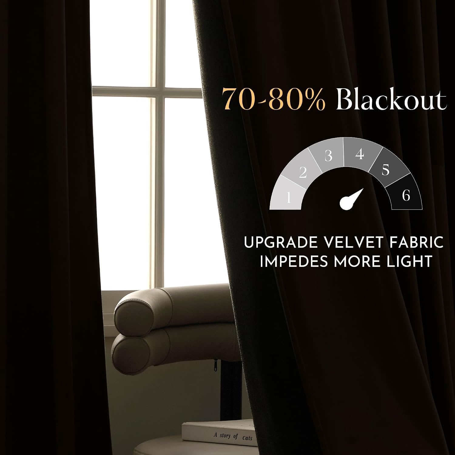 image:imageNICETOWN Black Velvet Blackout Curtains 96 inch Long 2 PanelsBrown Series Taupe