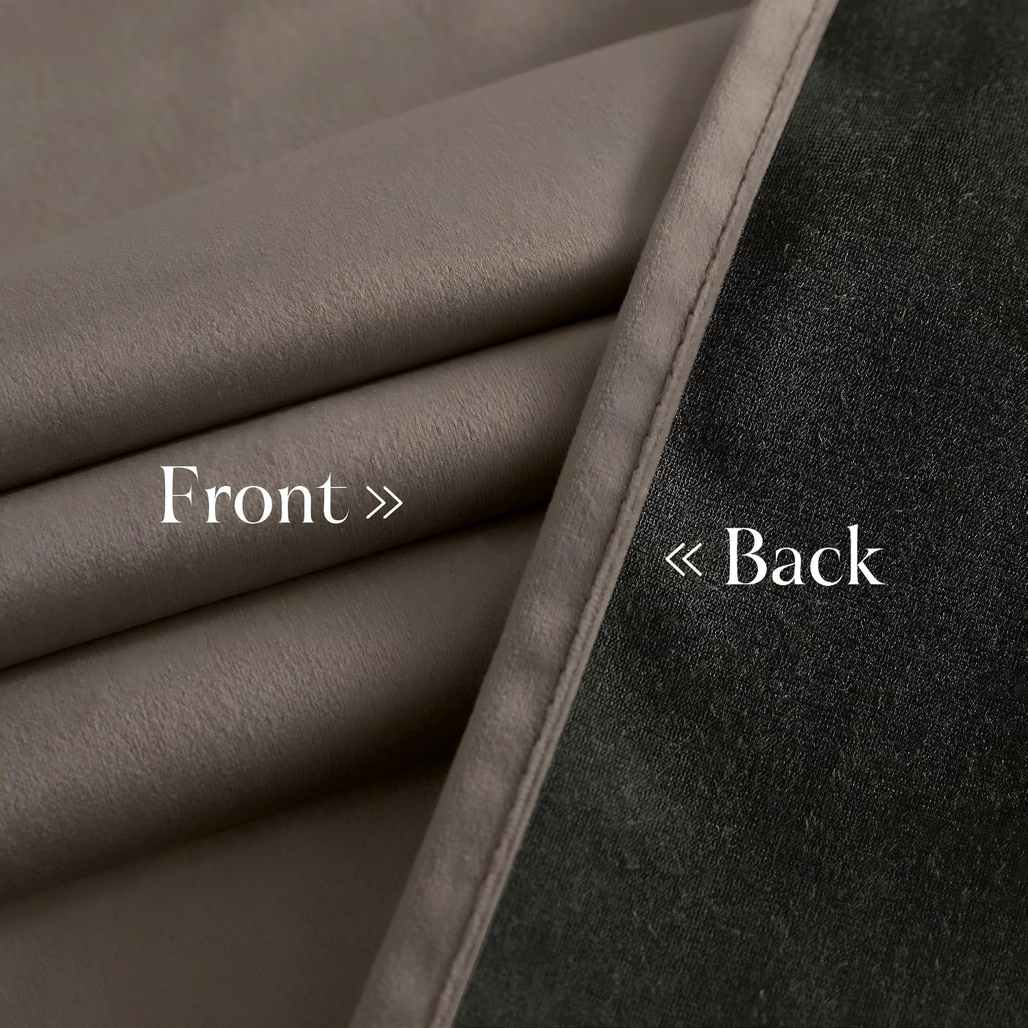 image:imageNICETOWN Black Velvet Blackout Curtains 96 inch Long 2 PanelsBrown Series Taupe