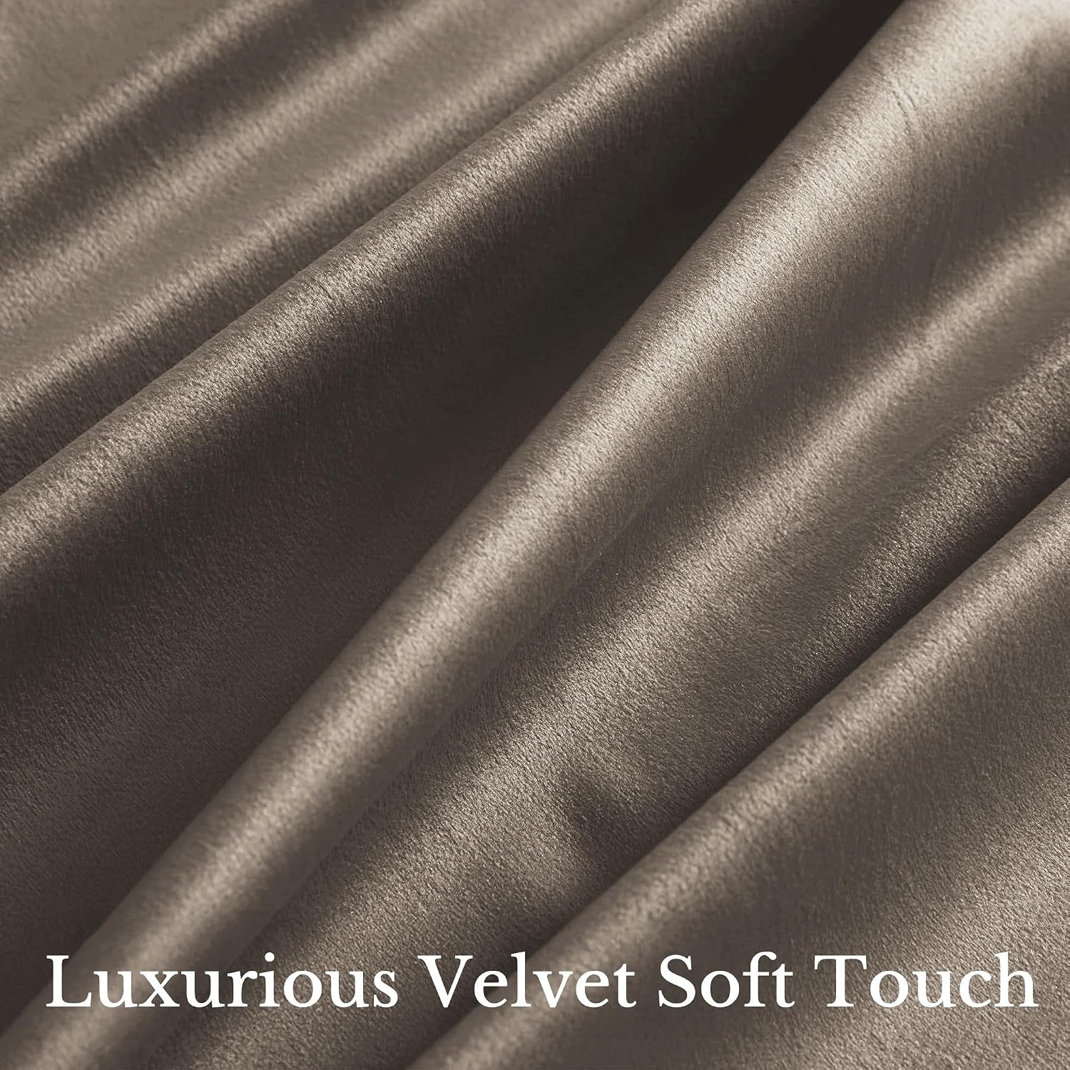 image:imageNICETOWN Black Velvet Blackout Curtains 96 inch Long 2 PanelsBrown Series Taupe