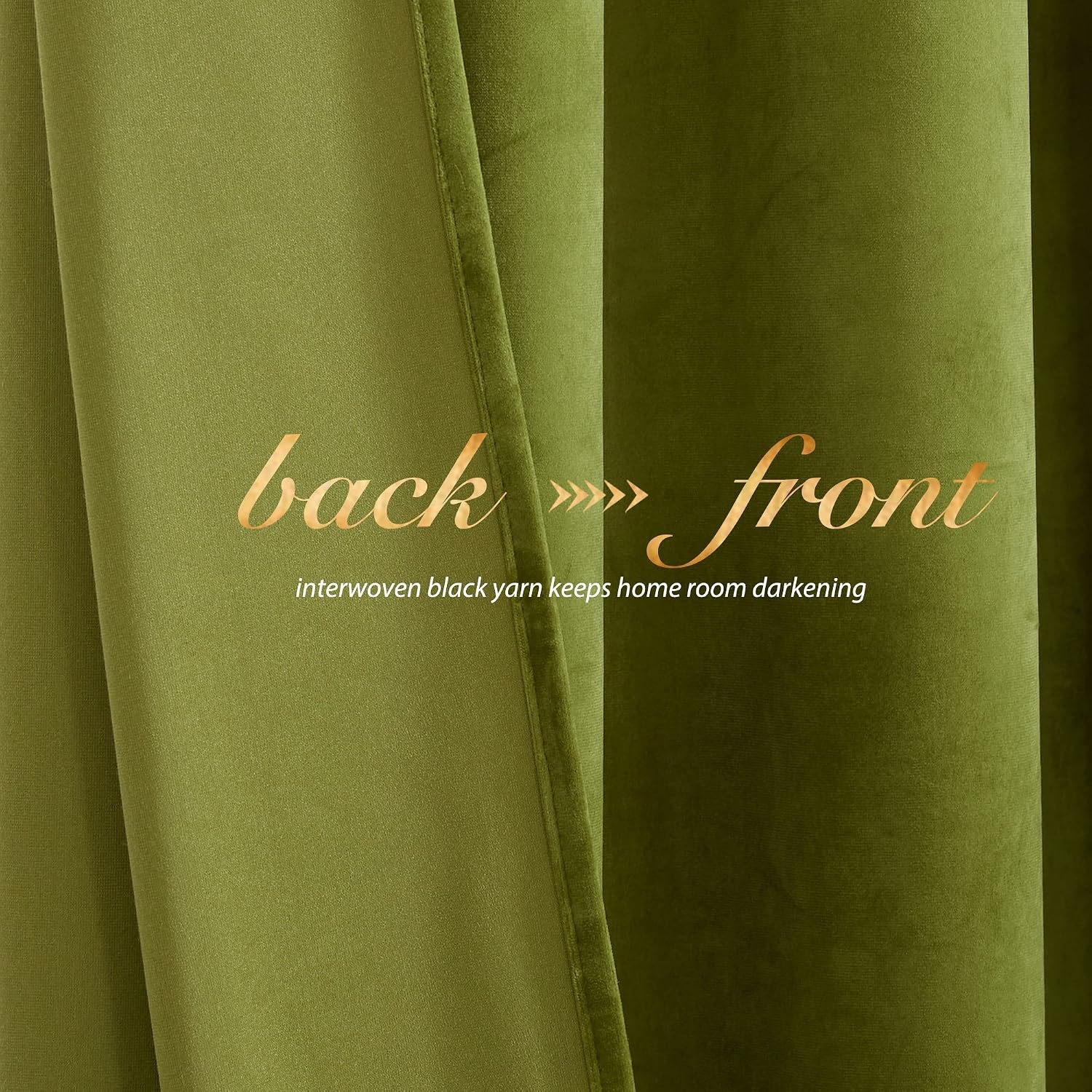 image:imageNICETOWN Black Velvet Blackout Curtains 96 inch Long 2 PanelsGreen Series Moss Green