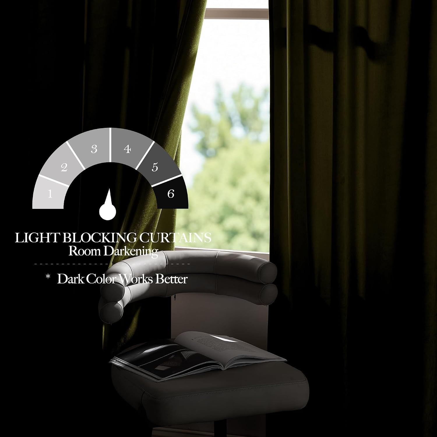image:imageNICETOWN Black Velvet Blackout Curtains 96 inch Long 2 PanelsGreen Series Moss Green