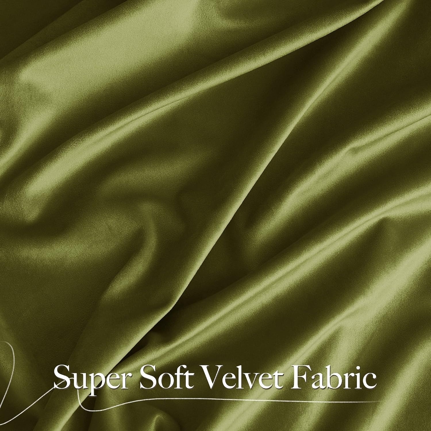 image:imageNICETOWN Black Velvet Blackout Curtains 96 inch Long 2 PanelsGreen Series Moss Green