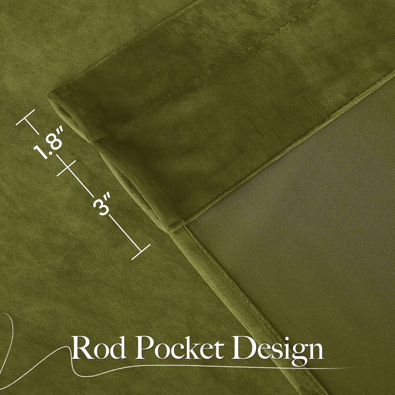 image:imageNICETOWN Black Velvet Blackout Curtains 96 inch Long 2 PanelsGreen Series Moss Green