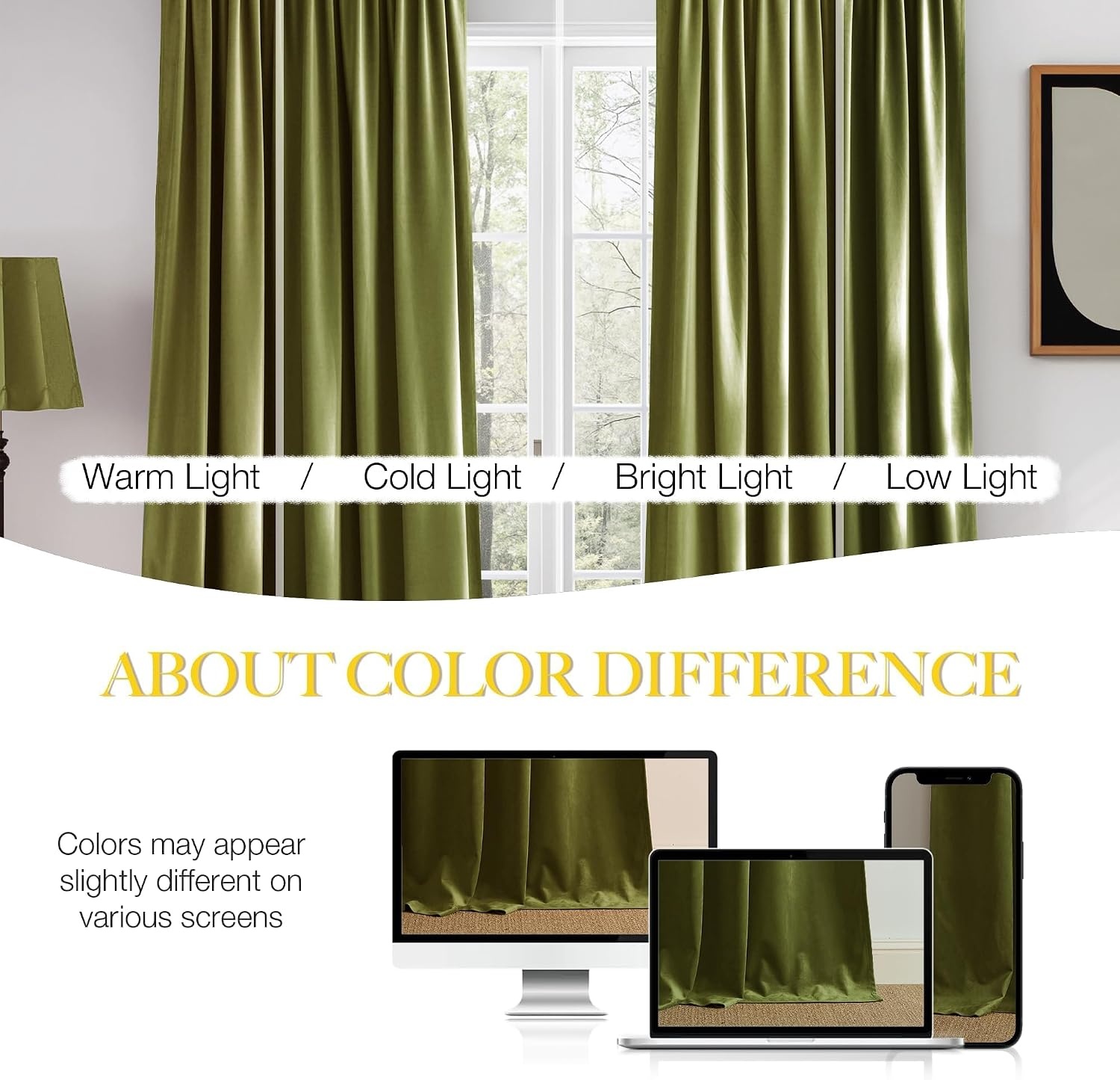 image:imageNICETOWN Black Velvet Blackout Curtains 96 inch Long 2 PanelsGreen Series Moss Green