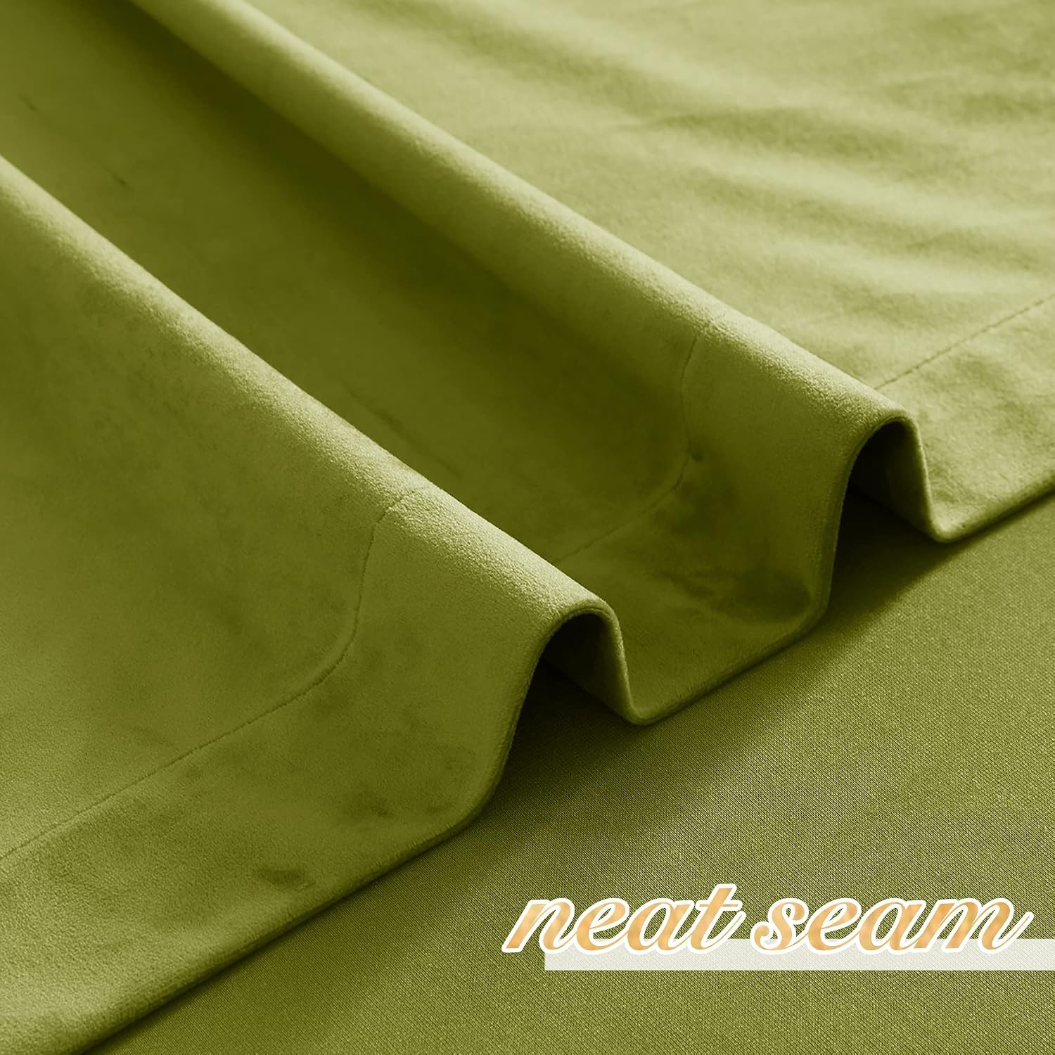 image:imageNICETOWN Black Velvet Blackout Curtains 96 inch Long 2 PanelsGreen Series Moss Green
