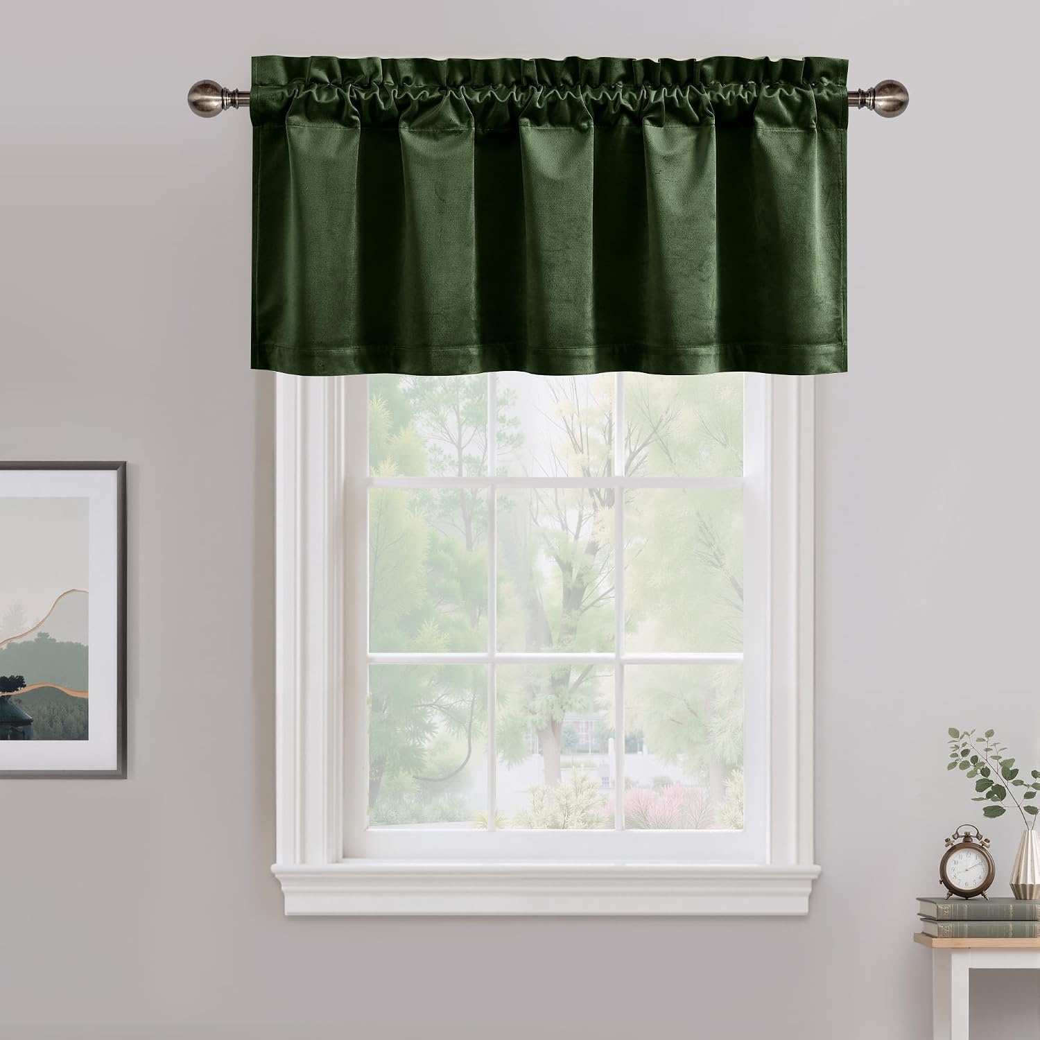 image:imageNICETOWN Black Velvet Blackout Curtains 96 inch Long 2 PanelsGreen Series Olive Green