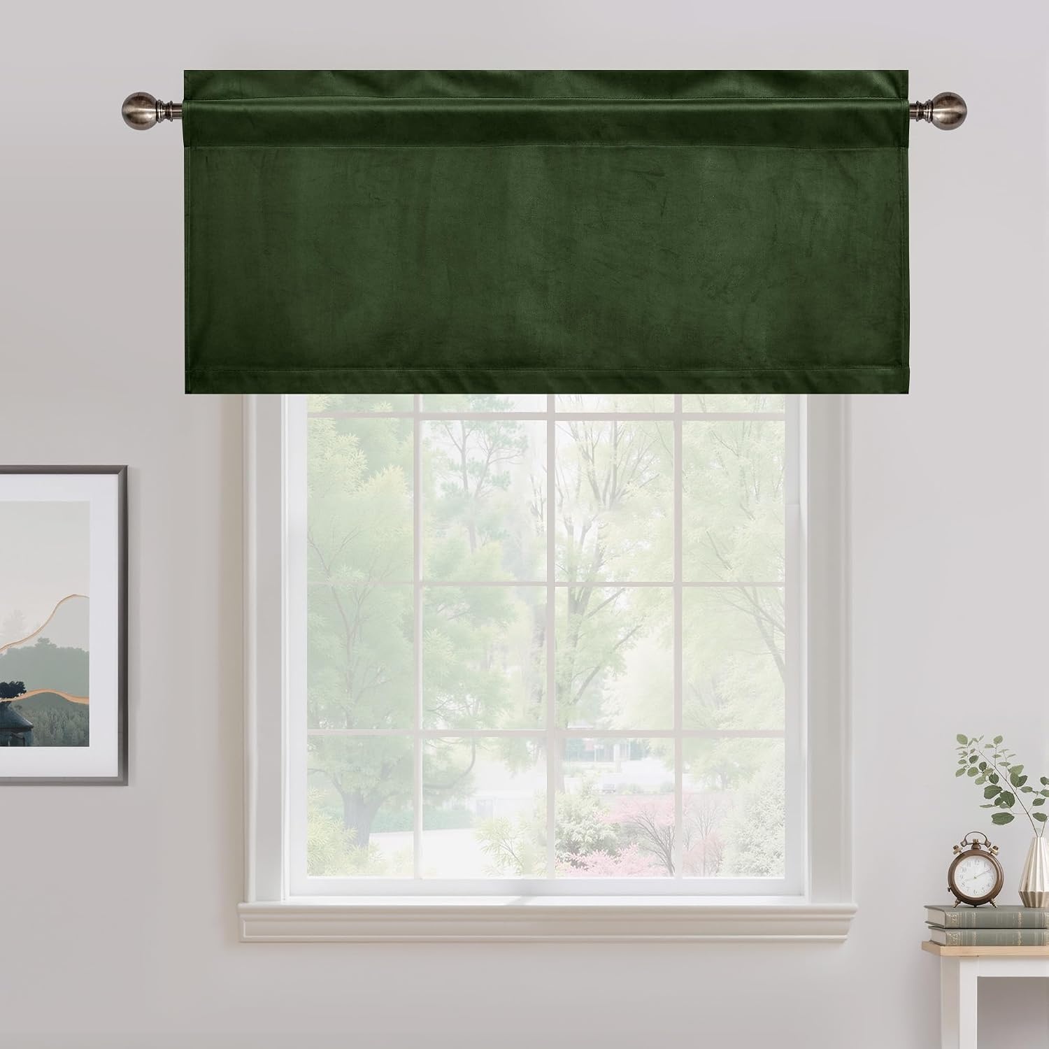image:imageNICETOWN Black Velvet Blackout Curtains 96 inch Long 2 PanelsGreen Series Olive Green