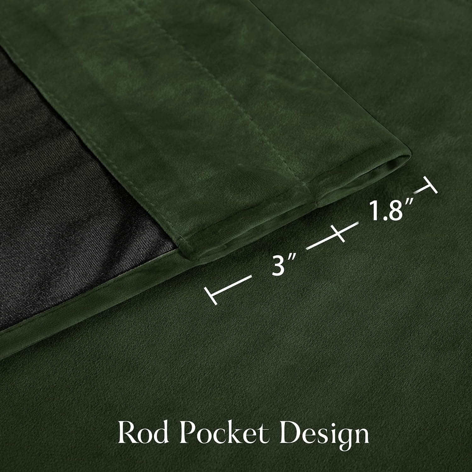image:imageNICETOWN Black Velvet Blackout Curtains 96 inch Long 2 PanelsGreen Series Olive Green