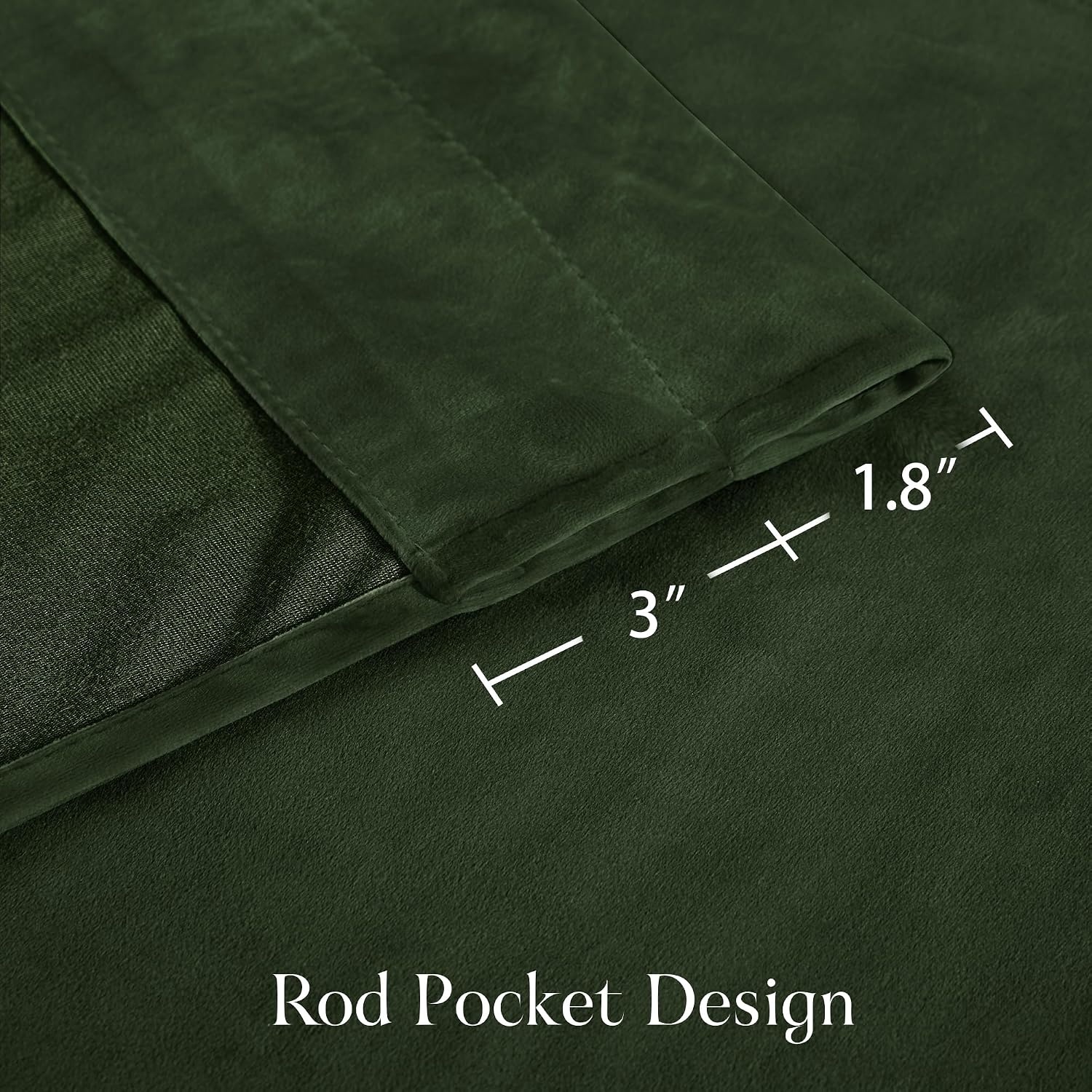image:imageNICETOWN Black Velvet Blackout Curtains 96 inch Long 2 PanelsGreen Series Olive Green