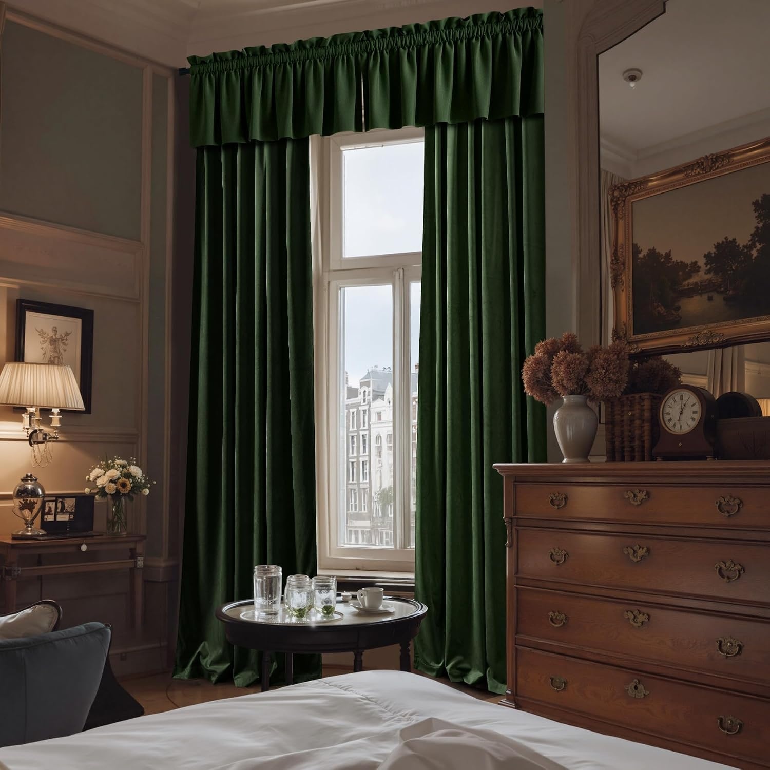 image:imageNICETOWN Black Velvet Blackout Curtains 96 inch Long 2 PanelsGreen Series Olive Green