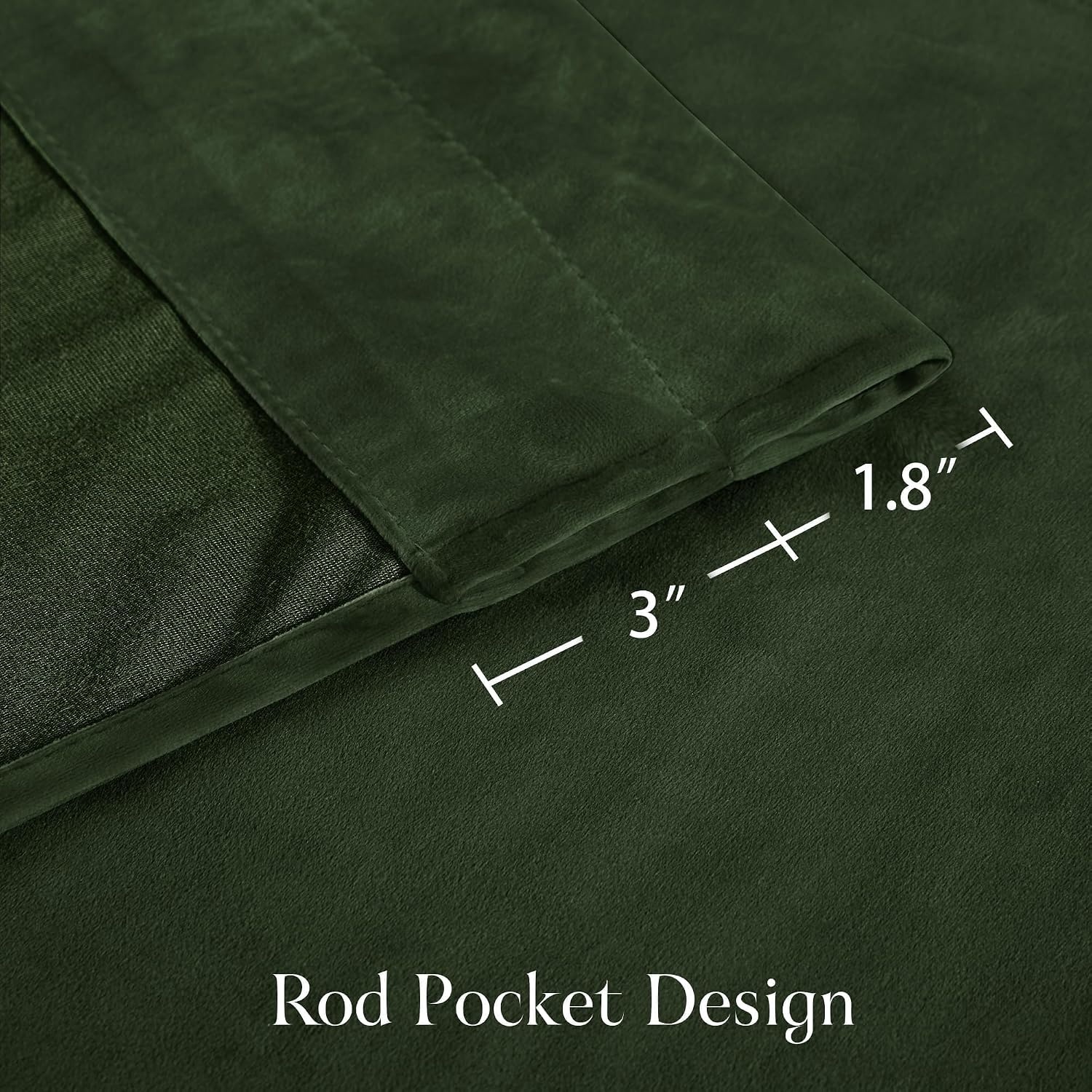 image:imageNICETOWN Black Velvet Blackout Curtains 96 inch Long 2 PanelsGreen Series Olive Green