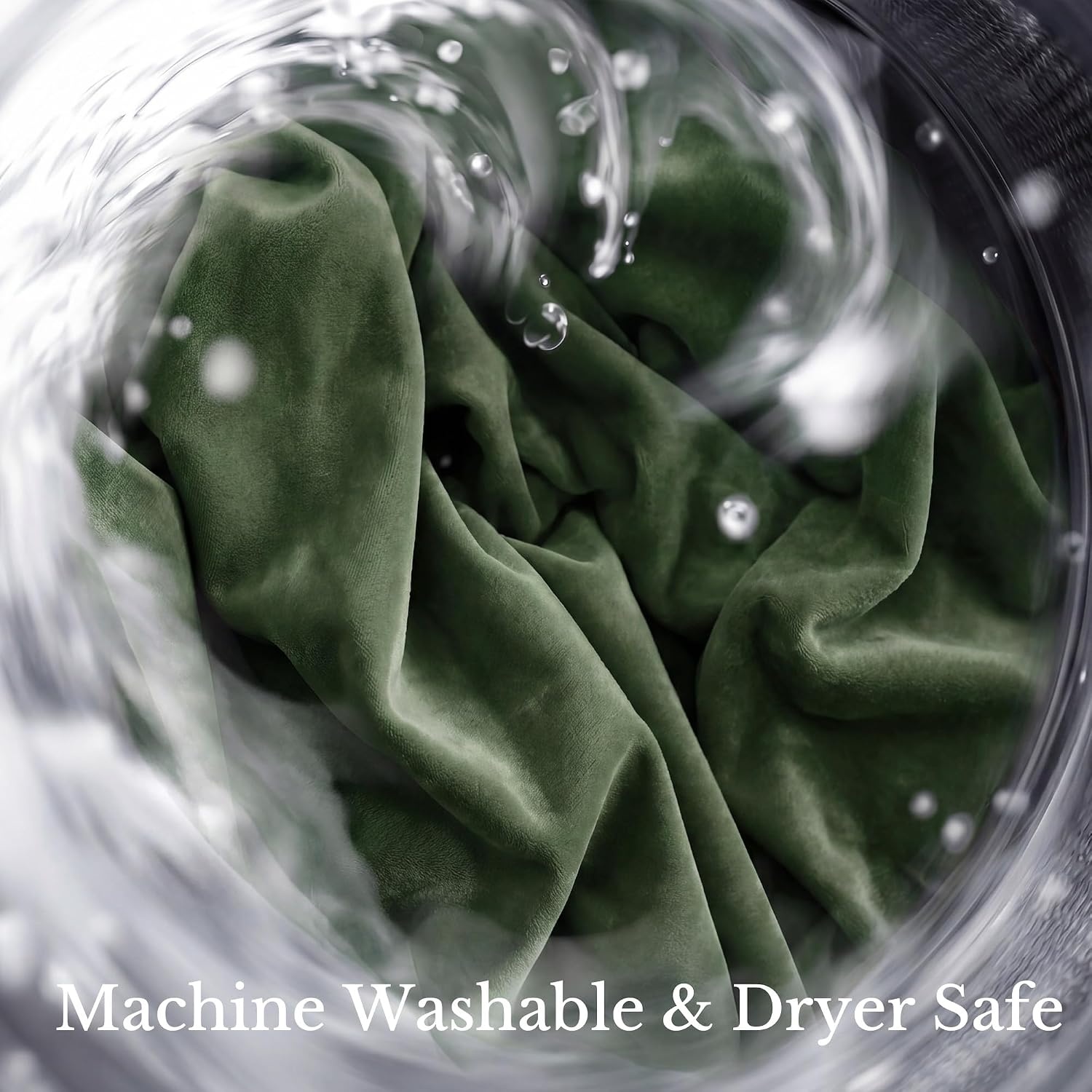 image:imageNICETOWN Black Velvet Blackout Curtains 96 inch Long 2 PanelsGreen Series Olive Green