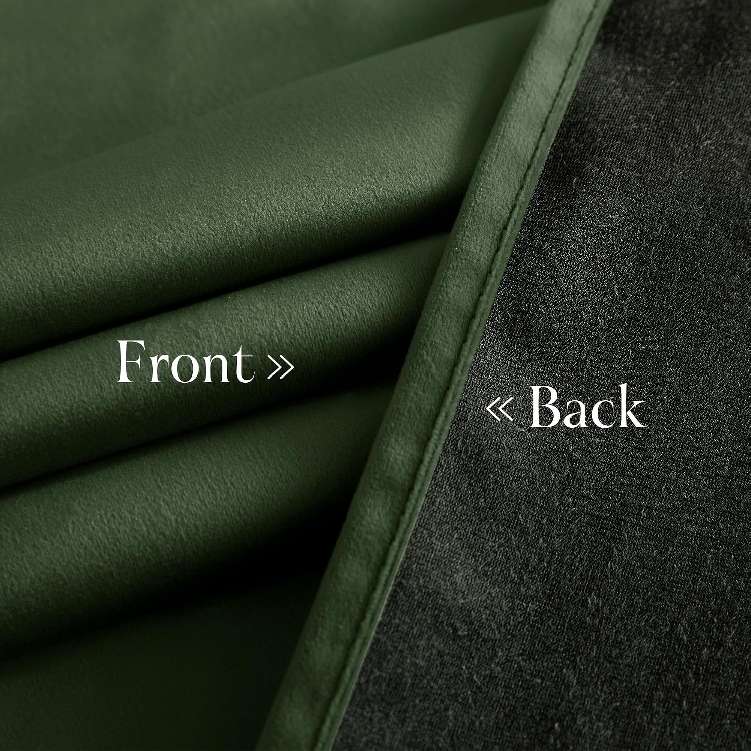 image:imageNICETOWN Black Velvet Blackout Curtains 96 inch Long 2 PanelsGreen Series Olive Green
