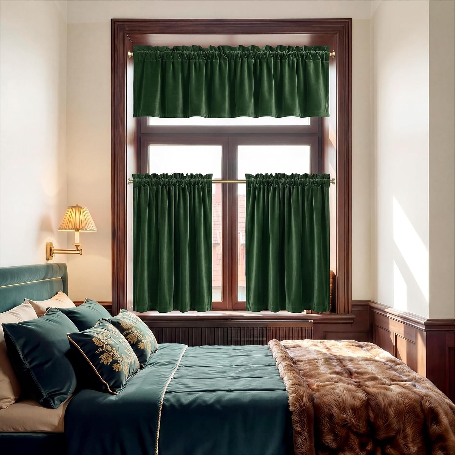 image:imageNICETOWN Black Velvet Blackout Curtains 96 inch Long 2 PanelsGreen Series Olive Green