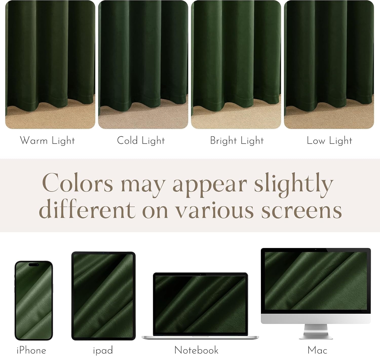image:imageNICETOWN Black Velvet Blackout Curtains 96 inch Long 2 PanelsGreen Series Olive Green