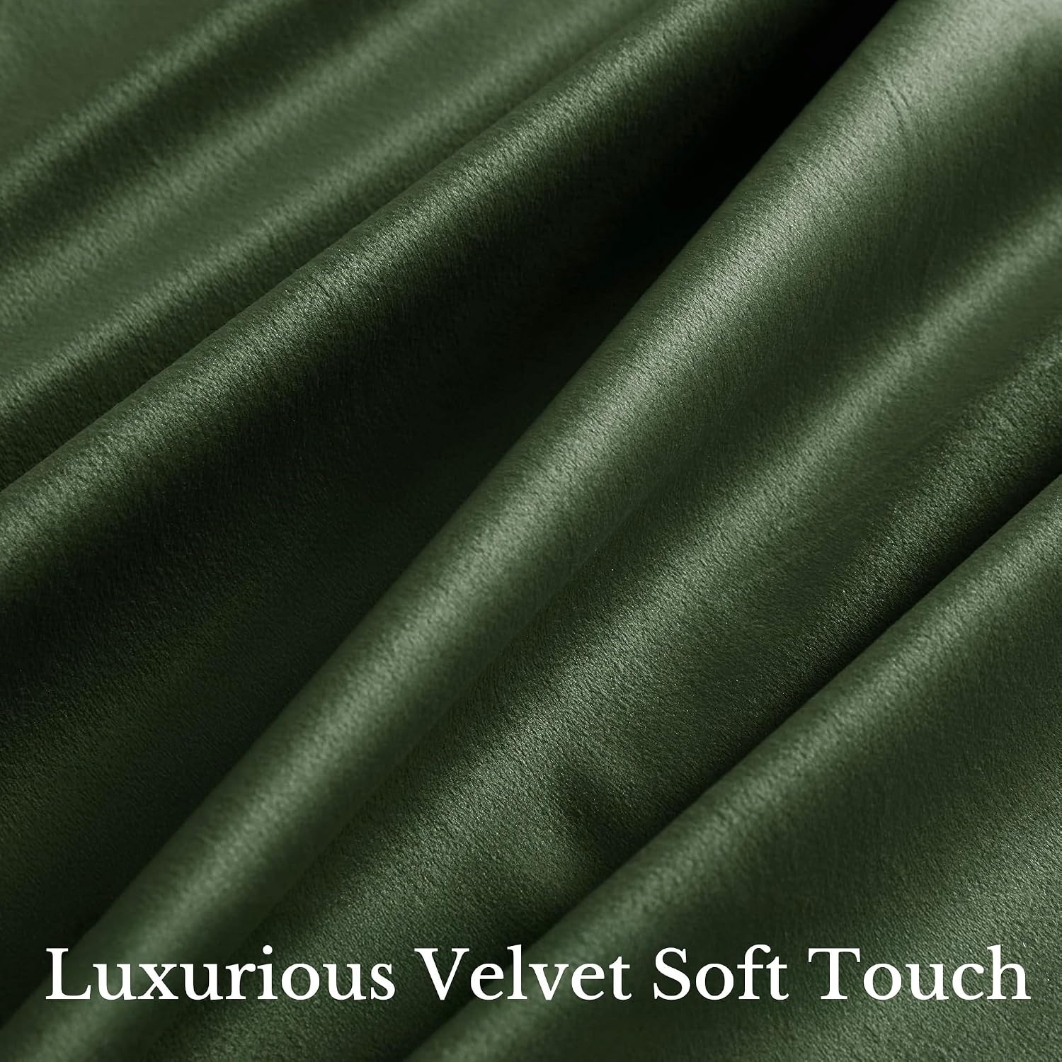 image:imageNICETOWN Black Velvet Blackout Curtains 96 inch Long 2 PanelsGreen Series Olive Green