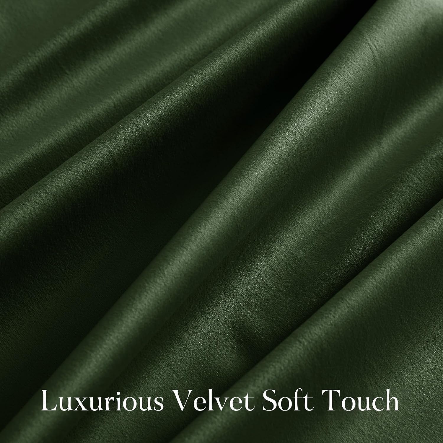 image:imageNICETOWN Black Velvet Blackout Curtains 96 inch Long 2 PanelsGreen Series Olive Green