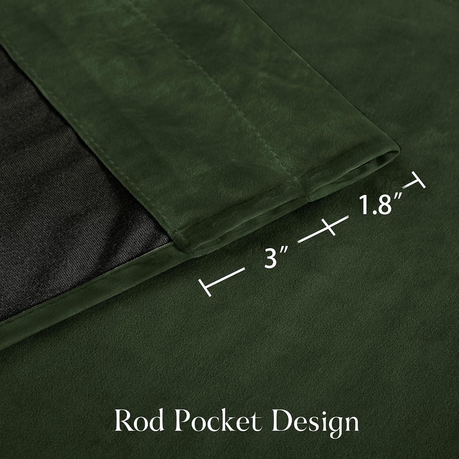 image:imageNICETOWN Black Velvet Blackout Curtains 96 inch Long 2 PanelsGreen Series Olive Green