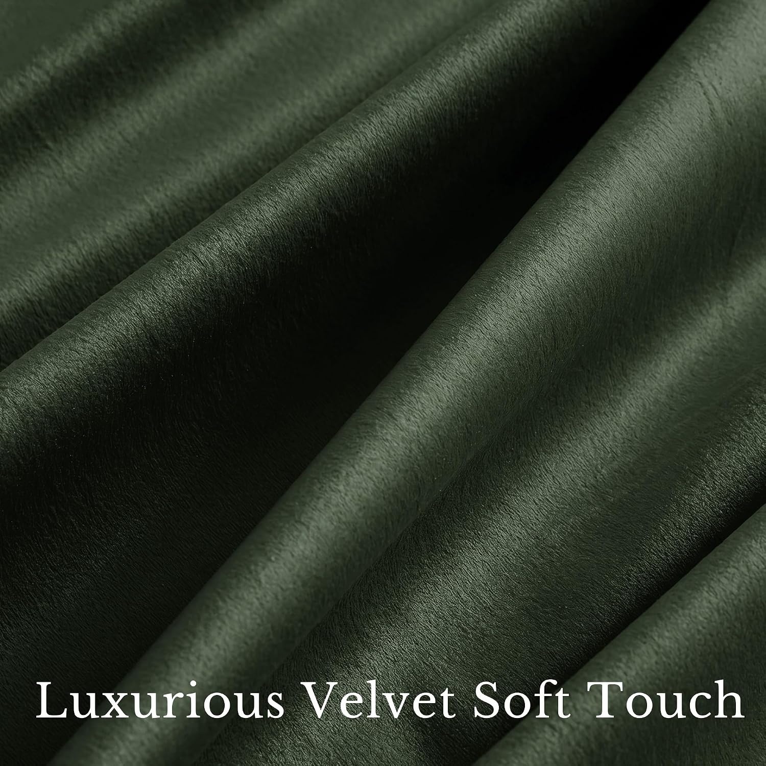 image:imageNICETOWN Black Velvet Blackout Curtains 96 inch Long 2 PanelsGreen Series Olive Green