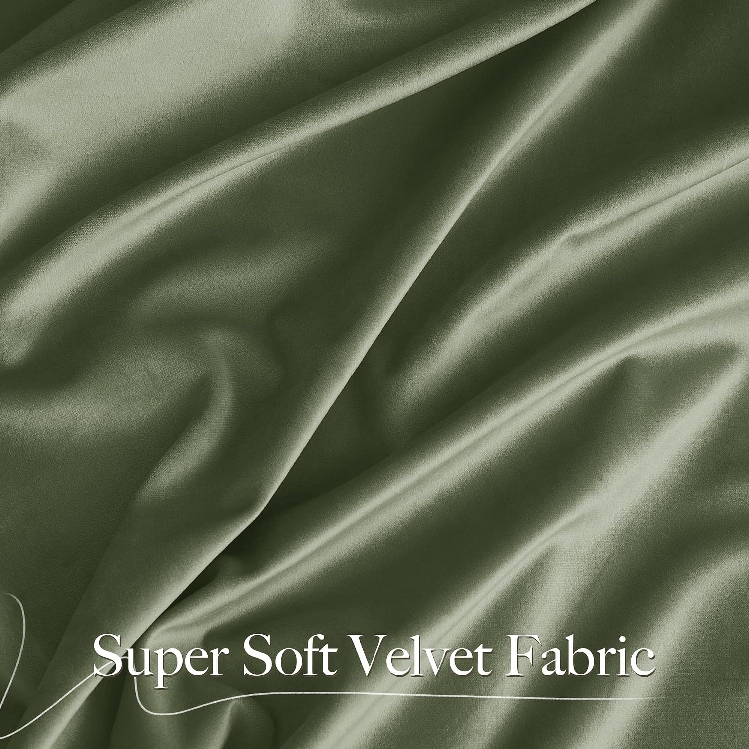 image:imageNICETOWN Black Velvet Blackout Curtains 96 inch Long 2 PanelsGreen Series Sage Green