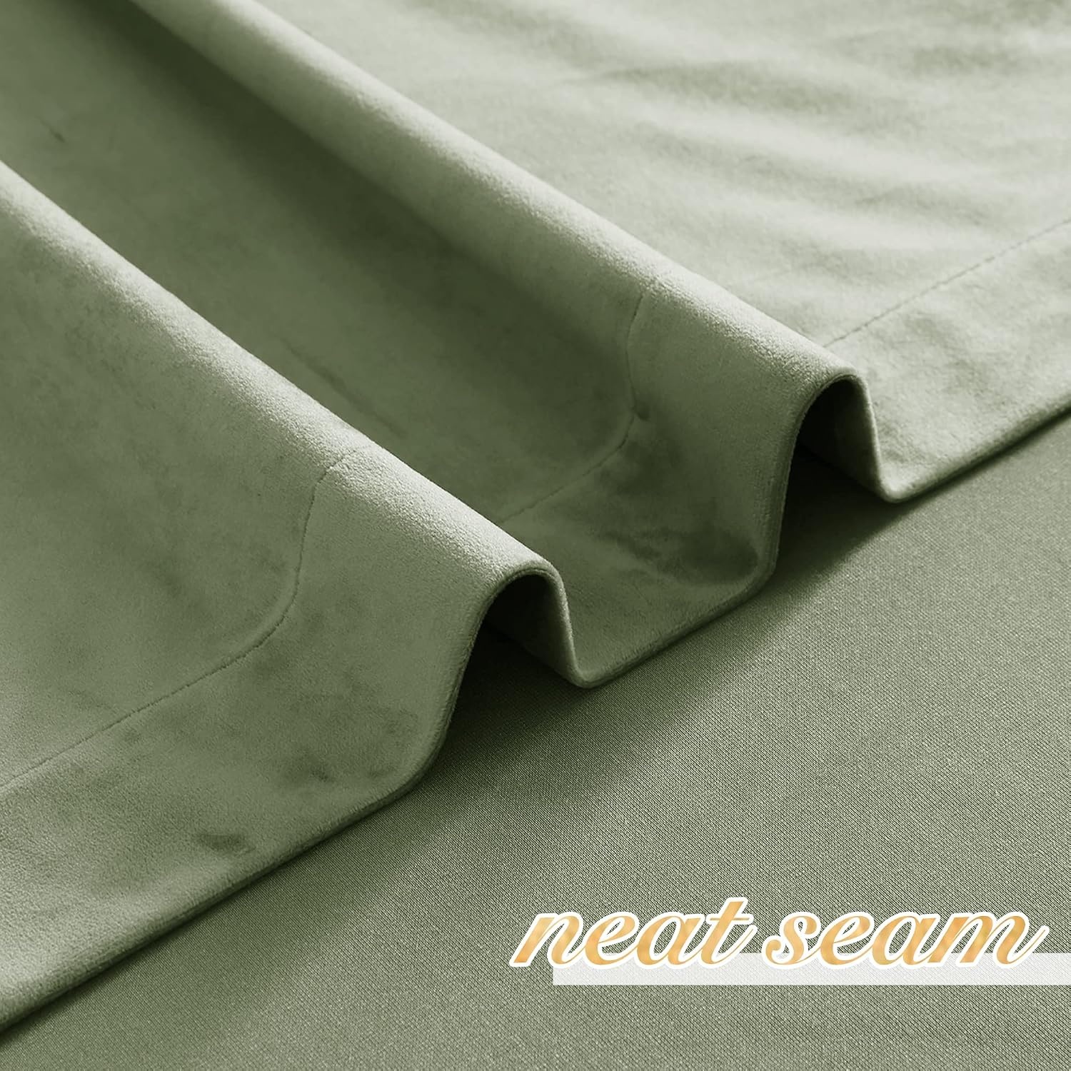 image:imageNICETOWN Black Velvet Blackout Curtains 96 inch Long 2 PanelsGreen Series Sage Green