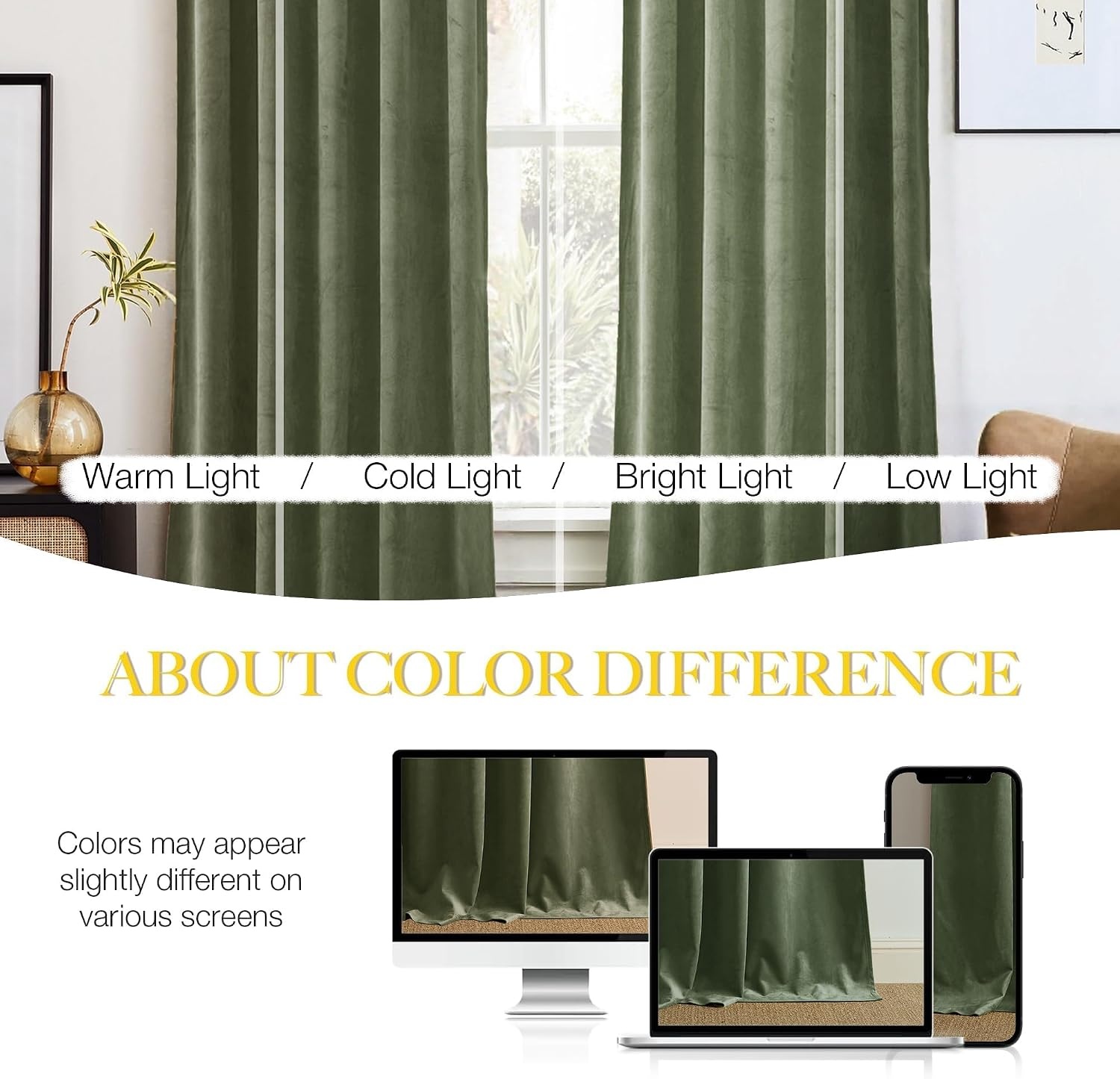 image:imageNICETOWN Black Velvet Blackout Curtains 96 inch Long 2 PanelsGreen Series Sage Green