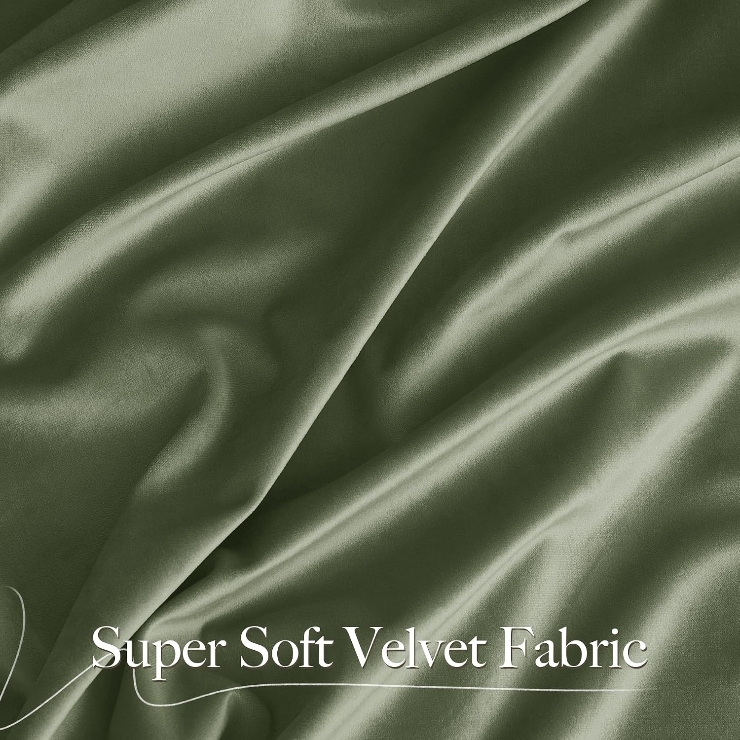 image:imageNICETOWN Black Velvet Blackout Curtains 96 inch Long 2 PanelsGreen Series Sage Green