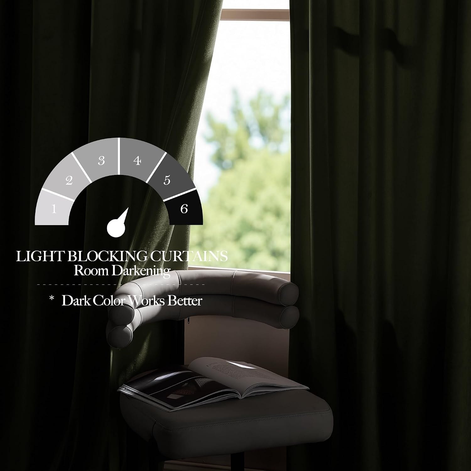 image:imageNICETOWN Black Velvet Blackout Curtains 96 inch Long 2 PanelsGreen Series Sage Green