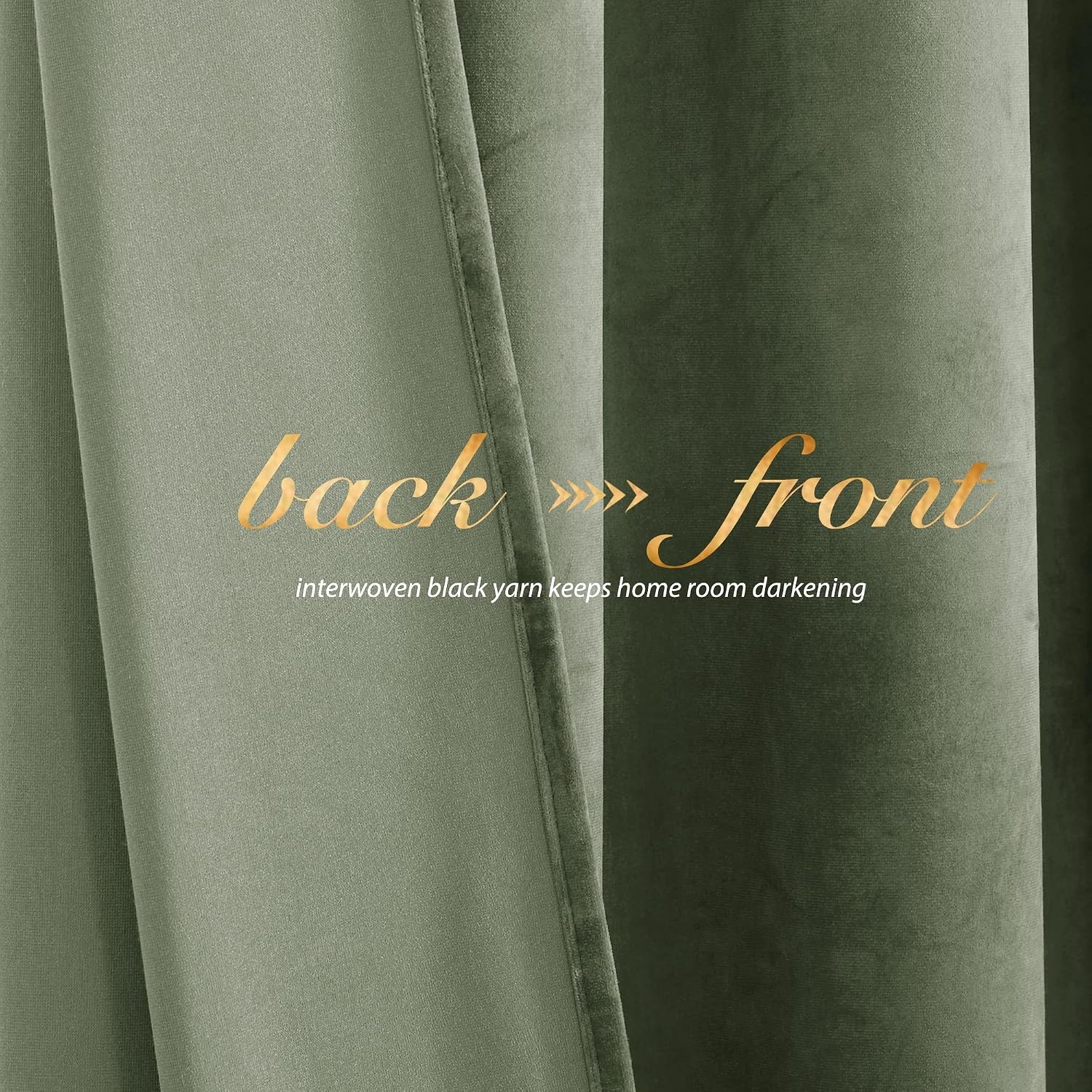 image:imageNICETOWN Black Velvet Blackout Curtains 96 inch Long 2 PanelsGreen Series Sage Green