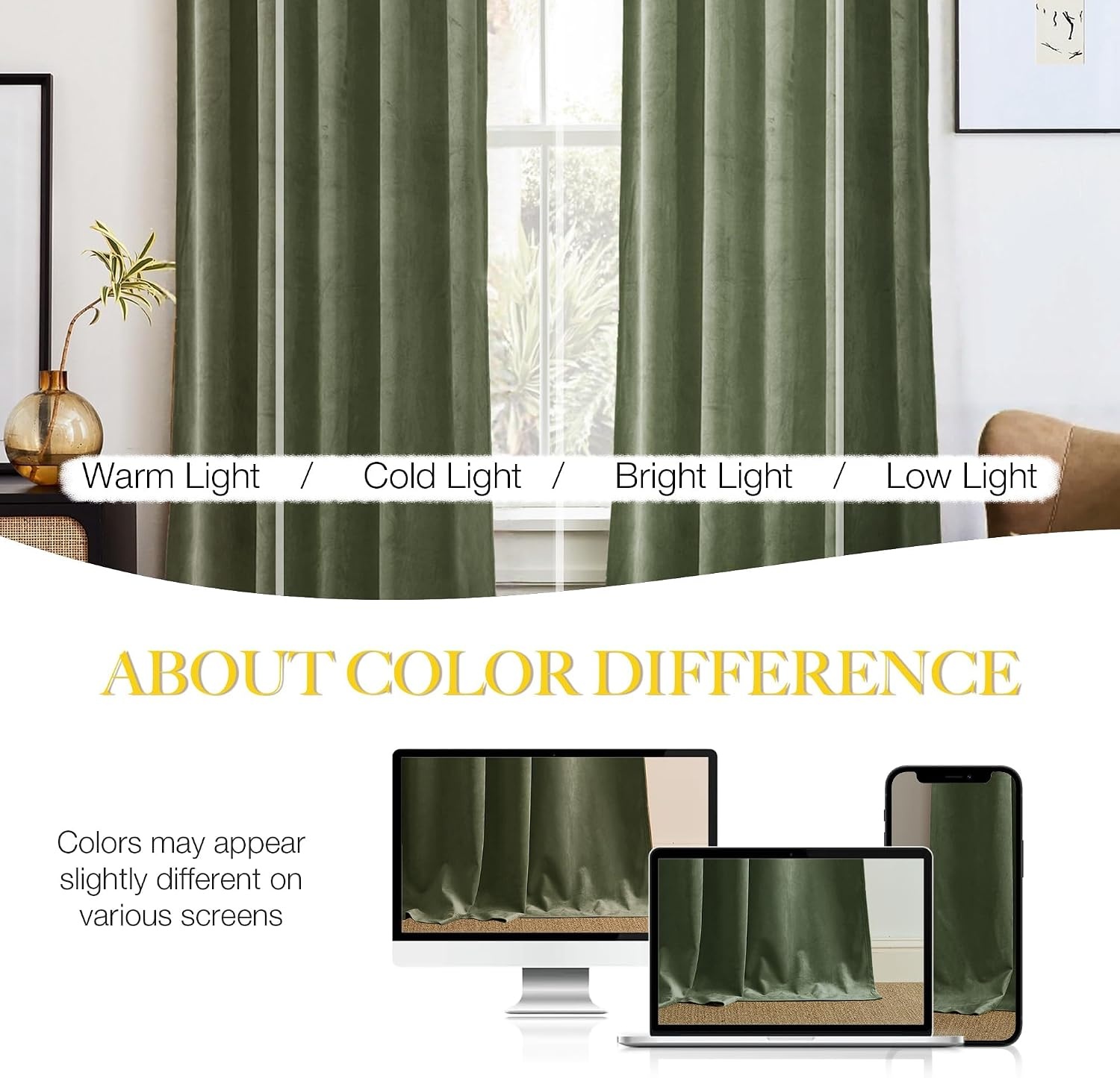 image:imageNICETOWN Black Velvet Blackout Curtains 96 inch Long 2 PanelsGreen Series Sage Green