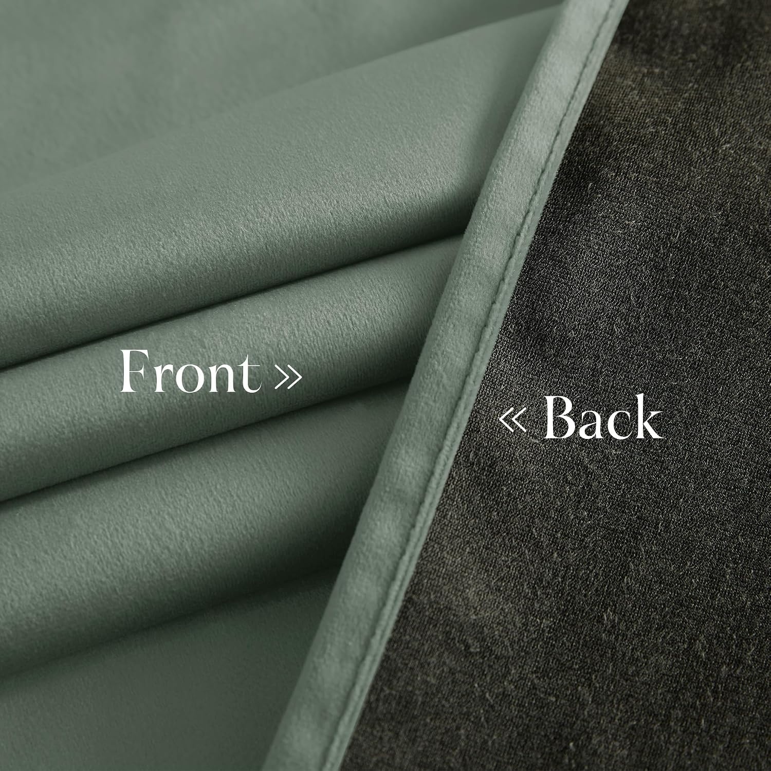 image:imageNICETOWN Black Velvet Blackout Curtains 96 inch Long 2 PanelsGreen Series Seafoam Green